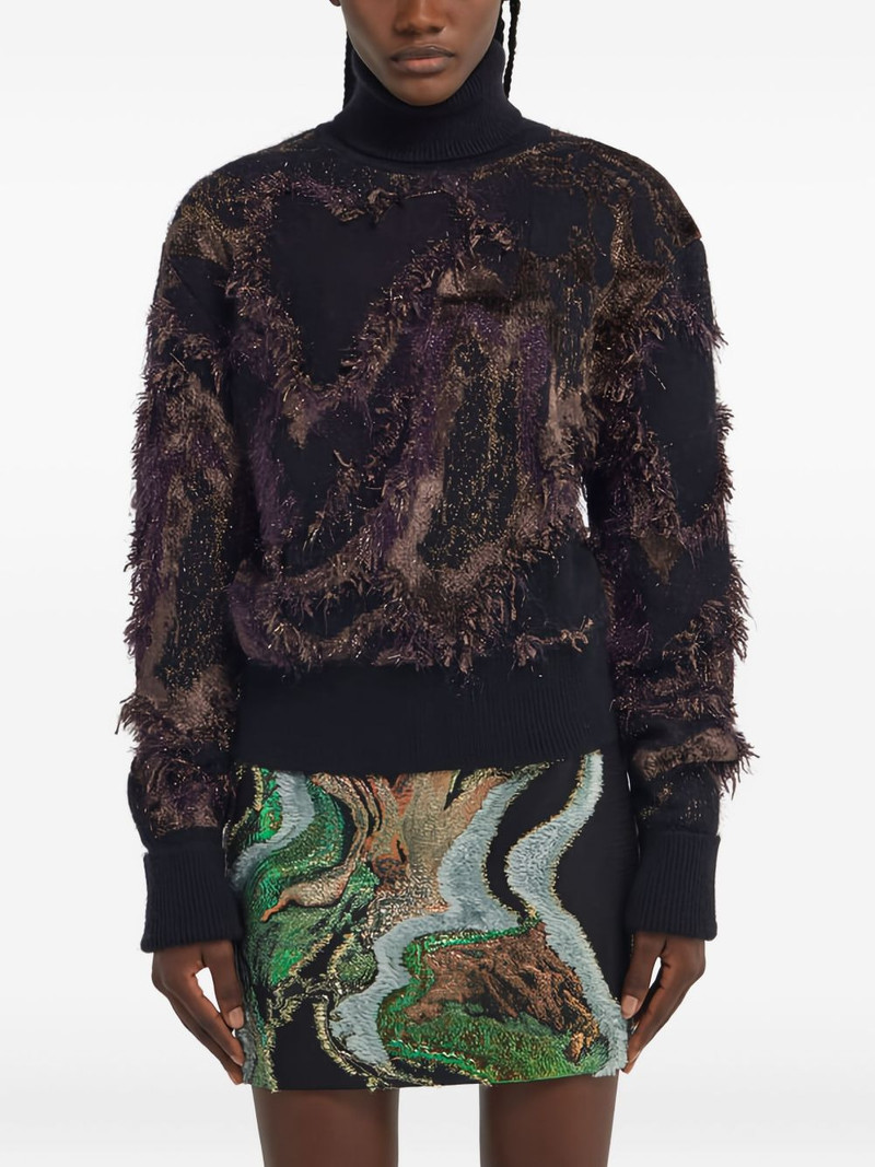 Roberto Cavalli metallic-fringed turtleneck sweater outlook
