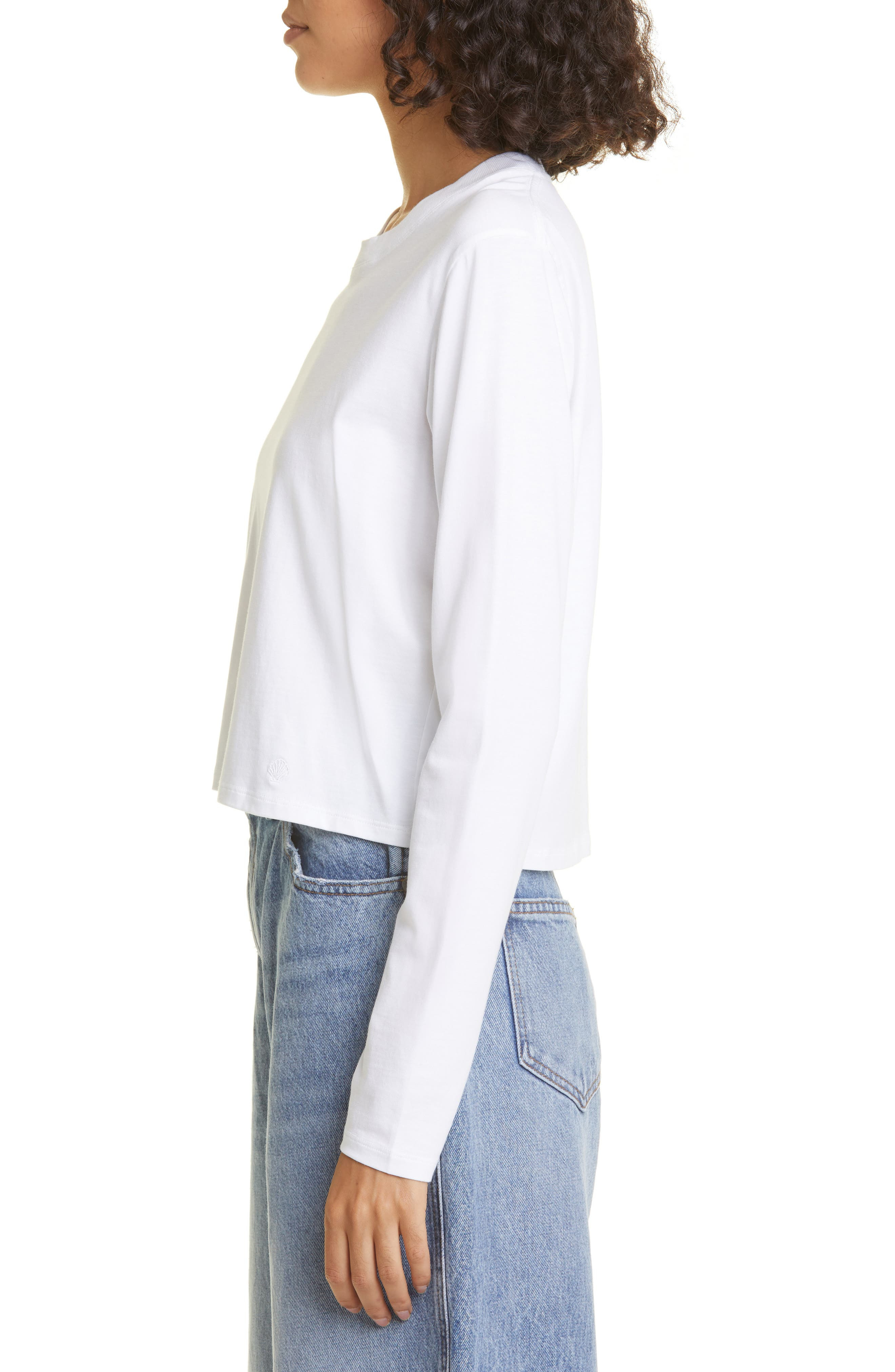 LOULOU DE SAISON Masal Long Sleeve Cotton T-Shirt in White at Nordstrom - 3