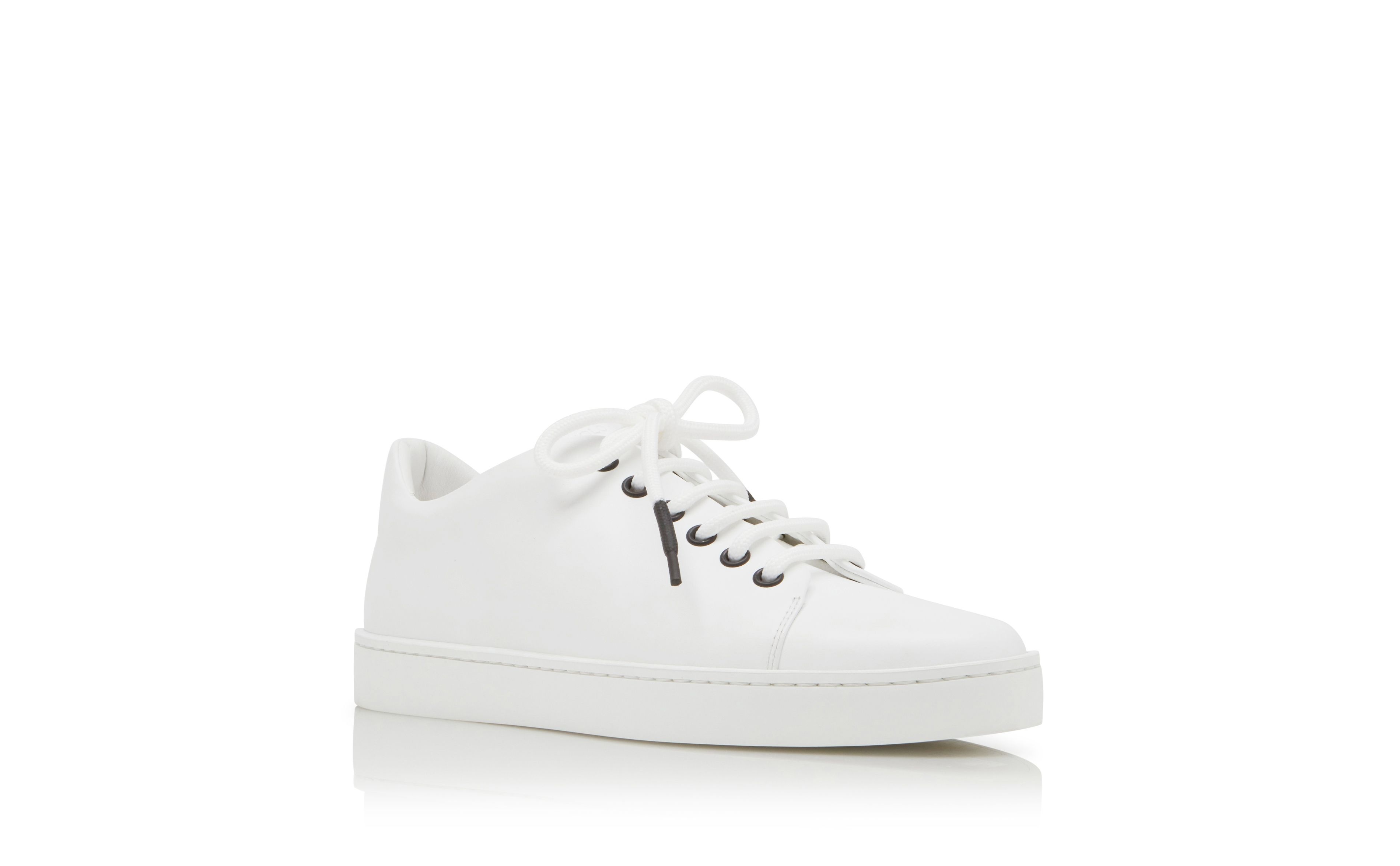 White Calf Leather Low Cut Sneakers - 3
