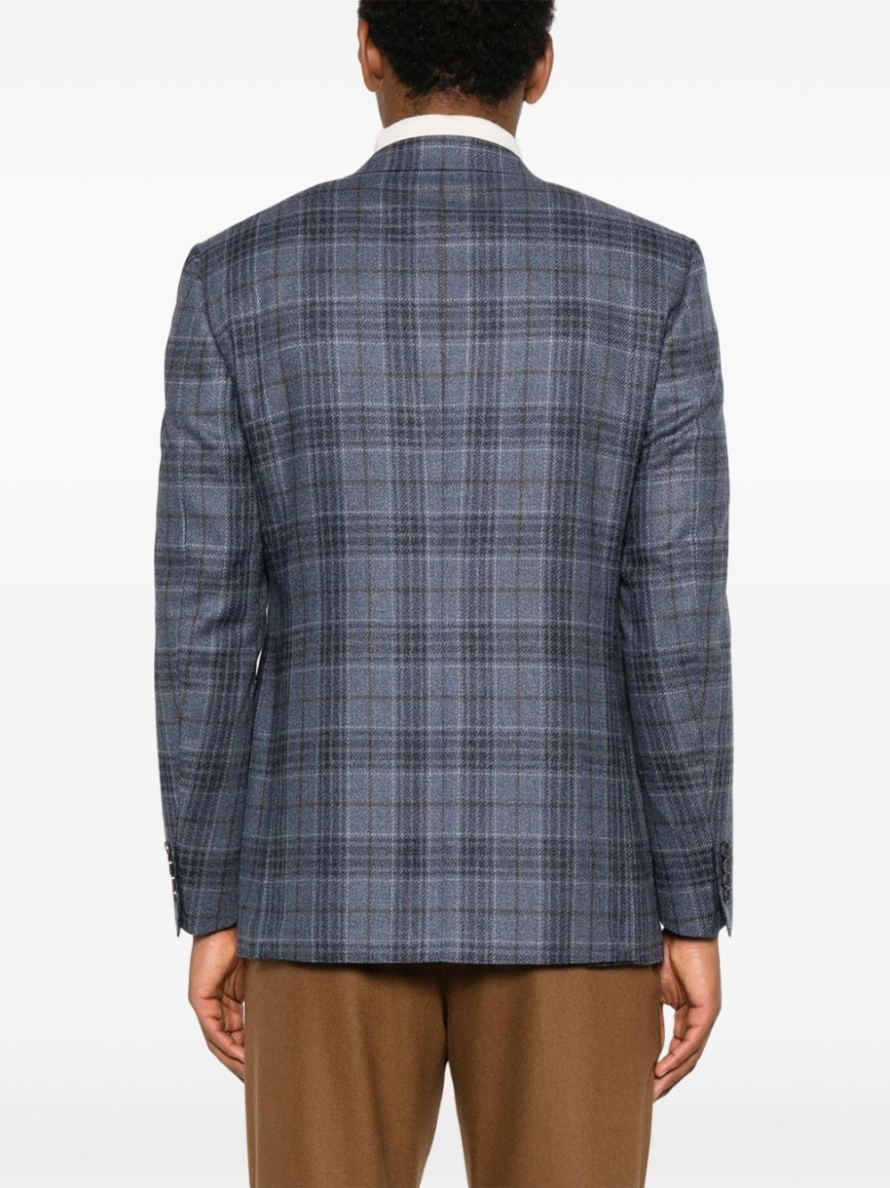 checked single-breasted blazer - 4