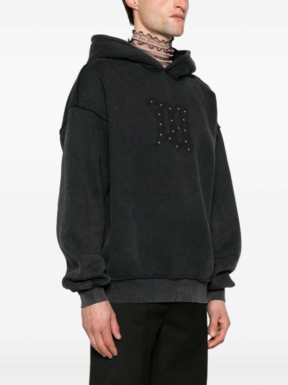 logo-print cotton hoodie - 3