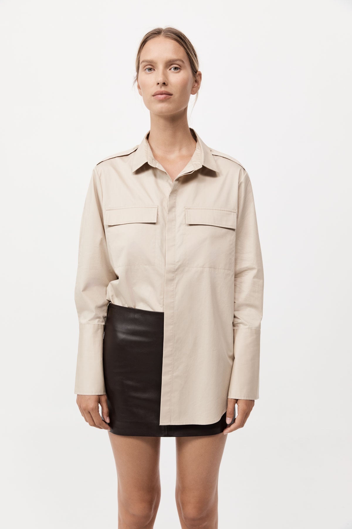 Leather Mini Skirt - Chocolate - 3