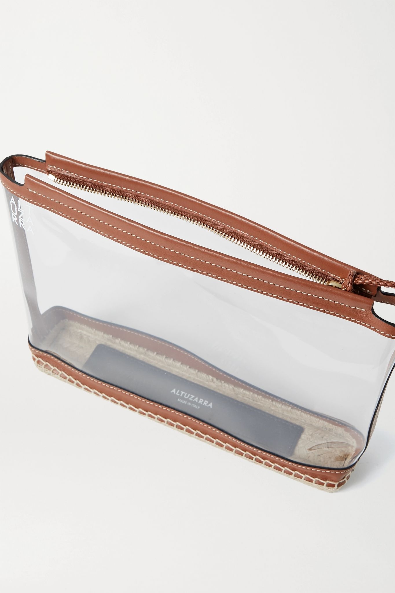 Espadrille leather and jute-trimmed PVC clutch - 5