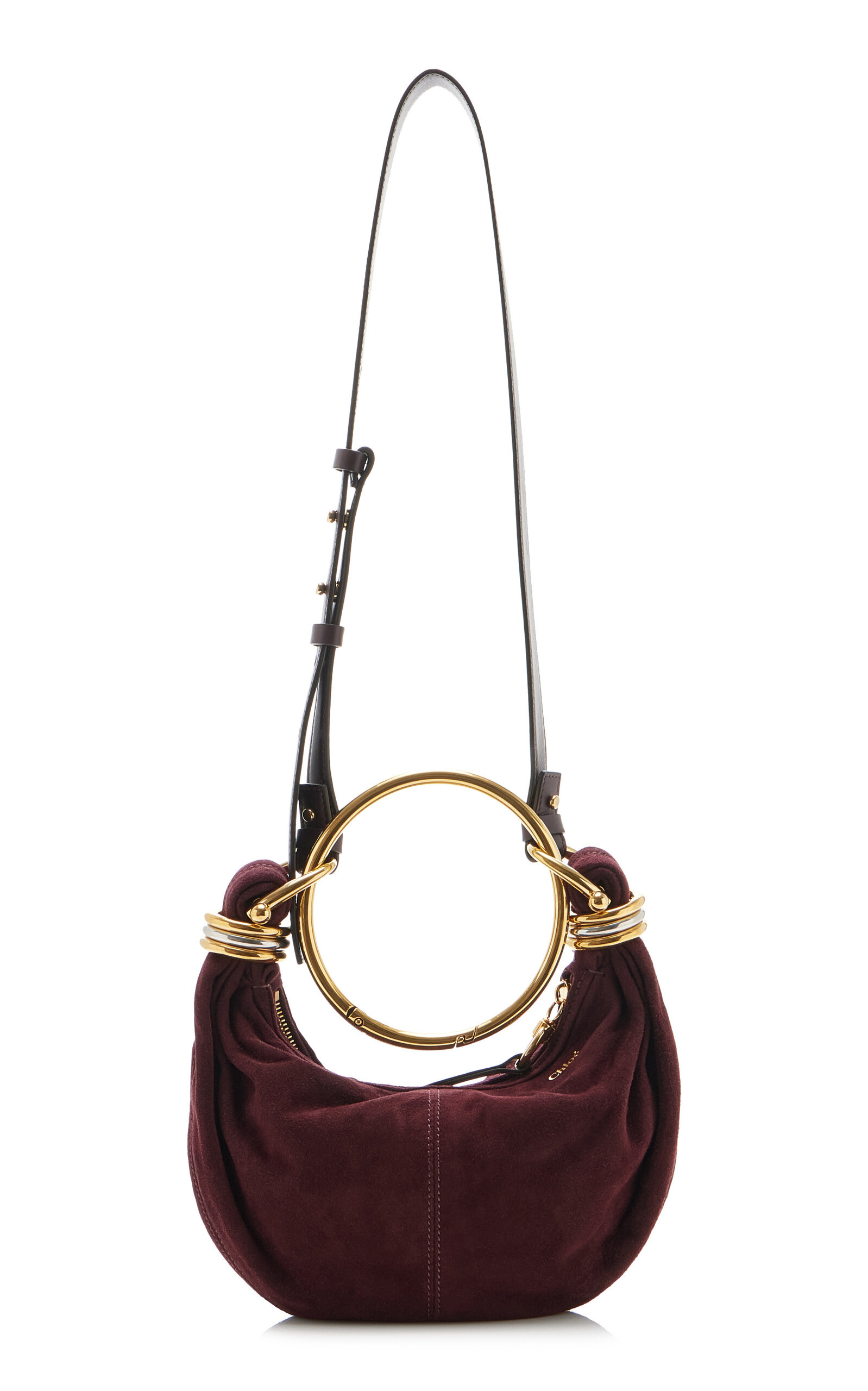 Bracelet-Handle Suede Shoulder Bag purple - 4