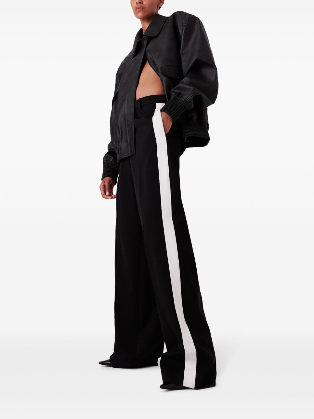stripe-detail straight-leg trousers - 4