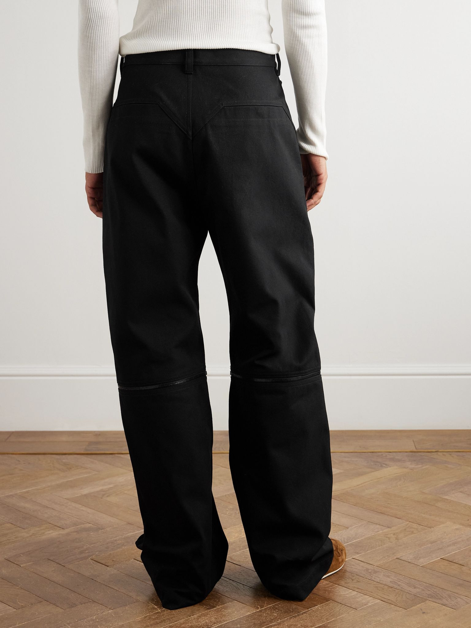 Strobe Convertible Wide-Leg Zip-Detailed Cotton-Twill Trousers Brown - 4