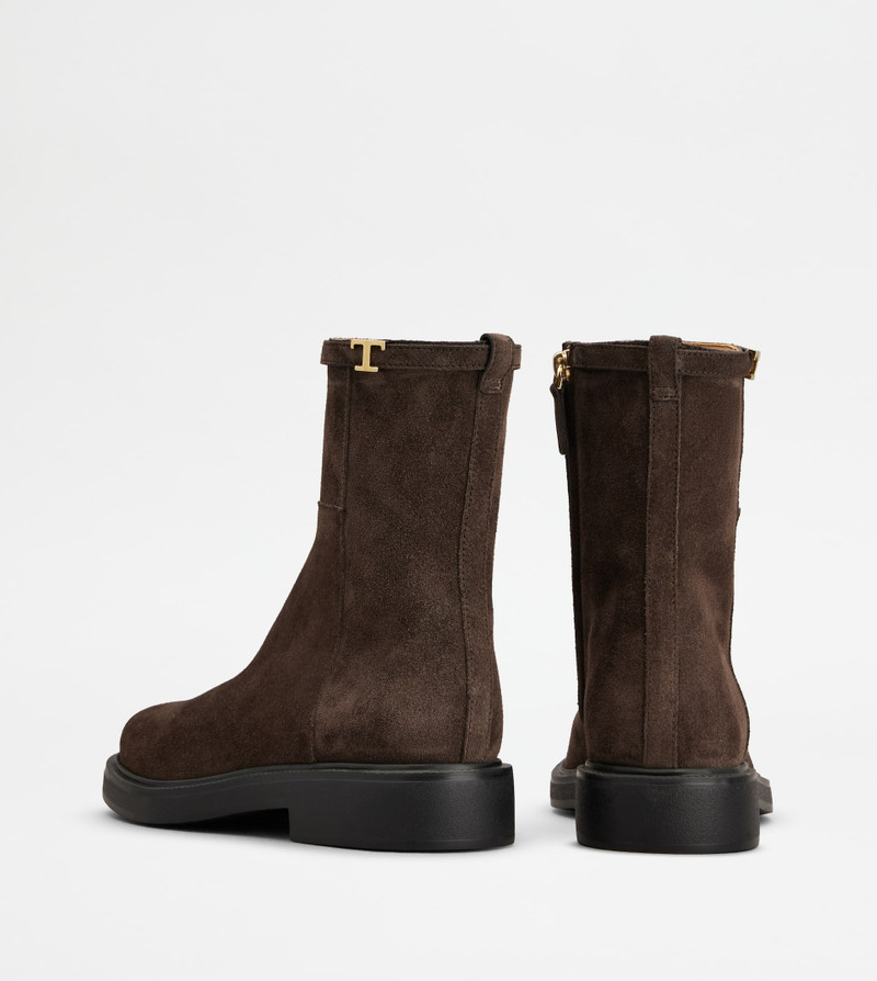 Tod's ANKLE BOOTS IN SUEDE - BROWN outlook