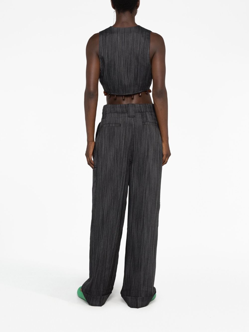 striped wide-leg trousers - 6