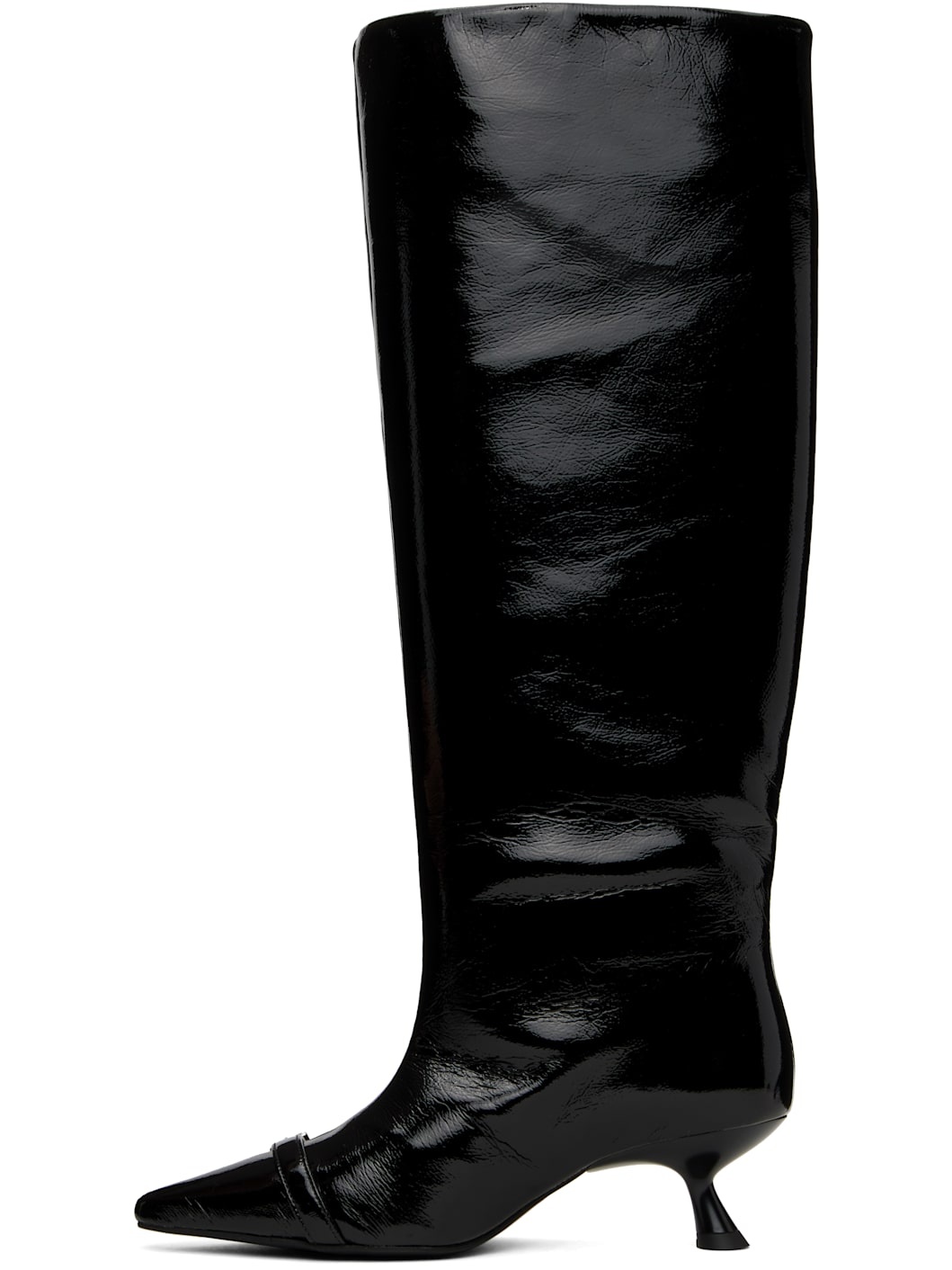 Black Eyelets Slouchy High Shaft Tall Boots - 3