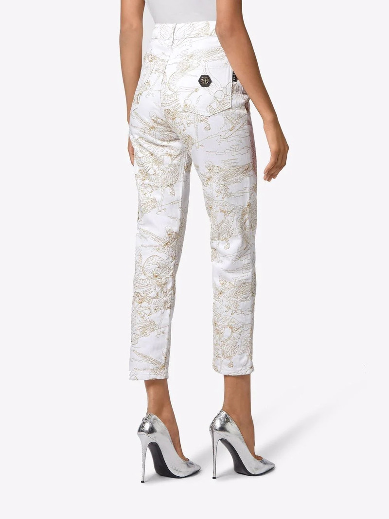 skeleton-print cropped jeans 4