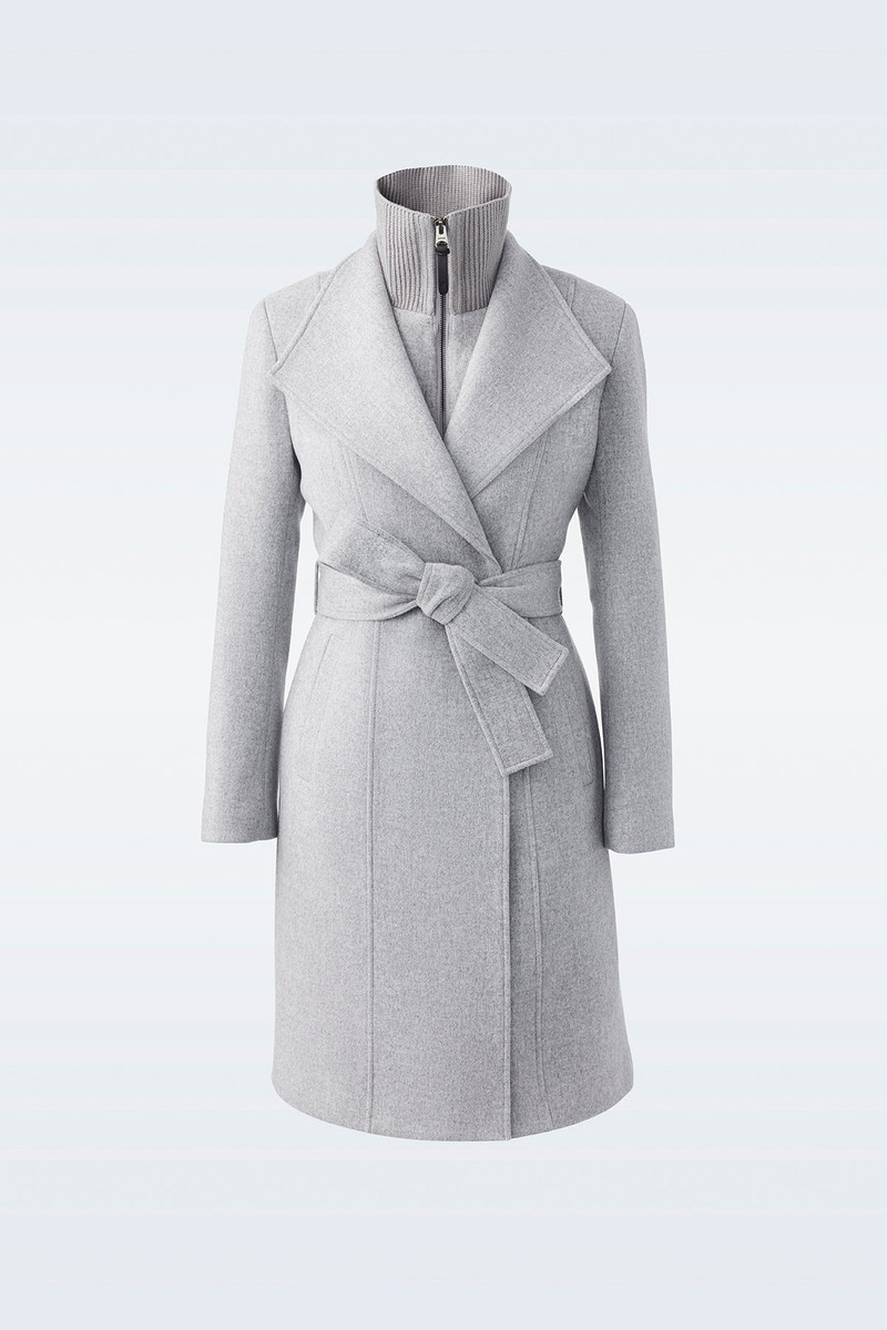 NORITA 2-in-1 double face wool coat with sash - 1