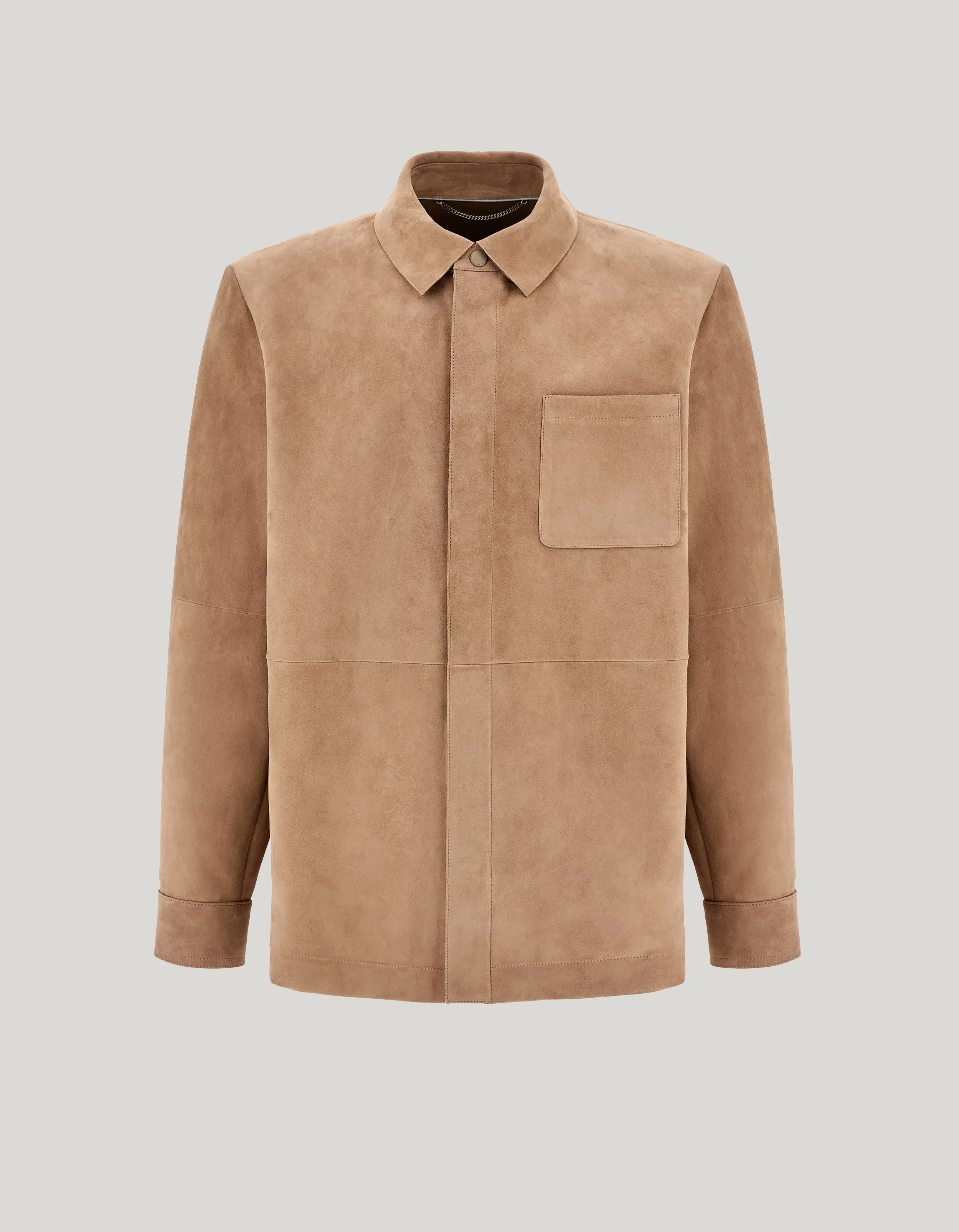CANALI NUVOLA TAUPE LAMBSKIN SUEDE OVERSHIRT - 1