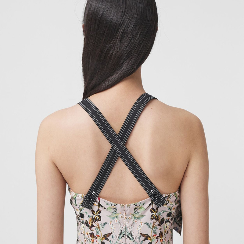 Ruffle Detail Floral Print Silk Slip Dress 6