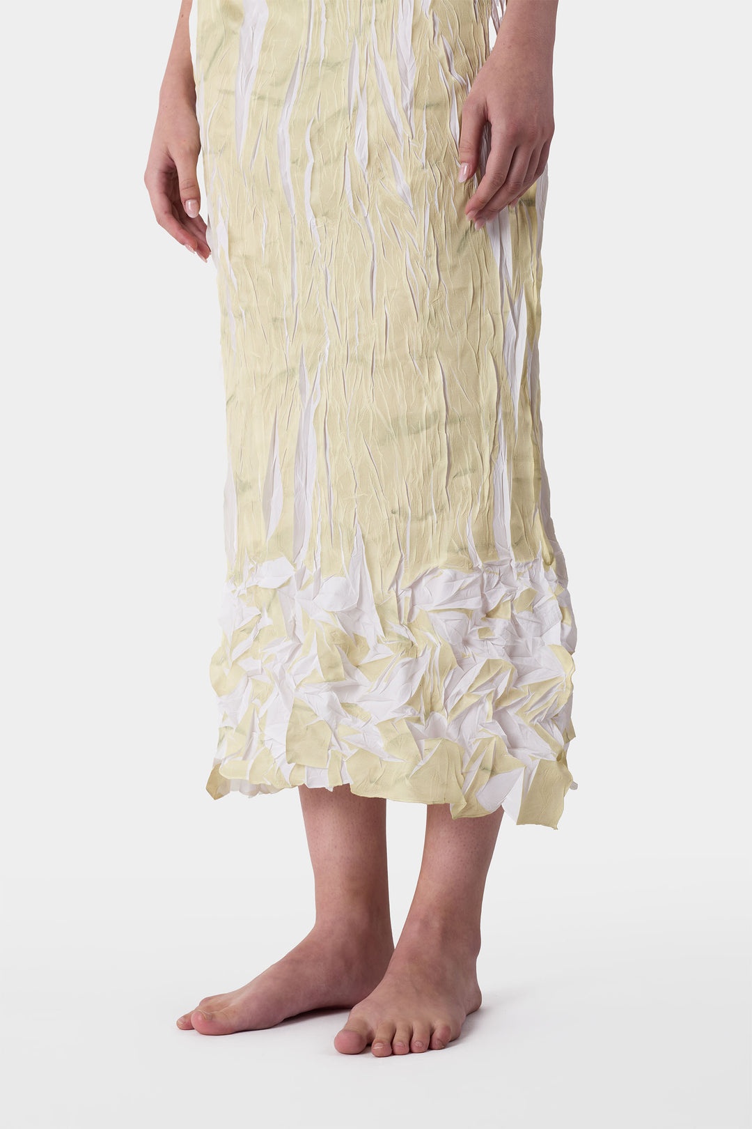 PLEATED SKIRT / beige wrinkled print - 6