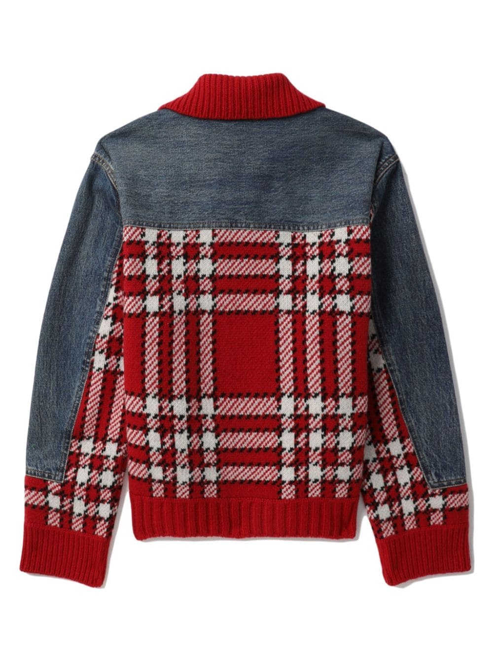 plaid-check panelled jacket - 8
