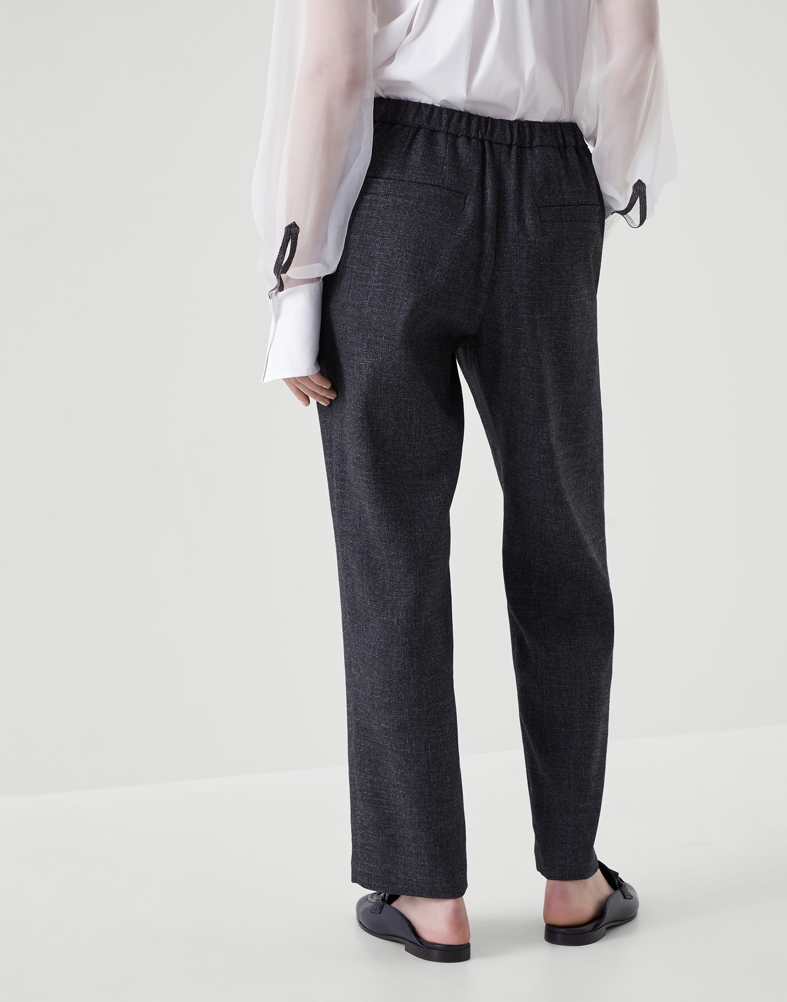 Comfort viscose, linen and virgin wool grisaille sartorial jogger trousers with belt - 2