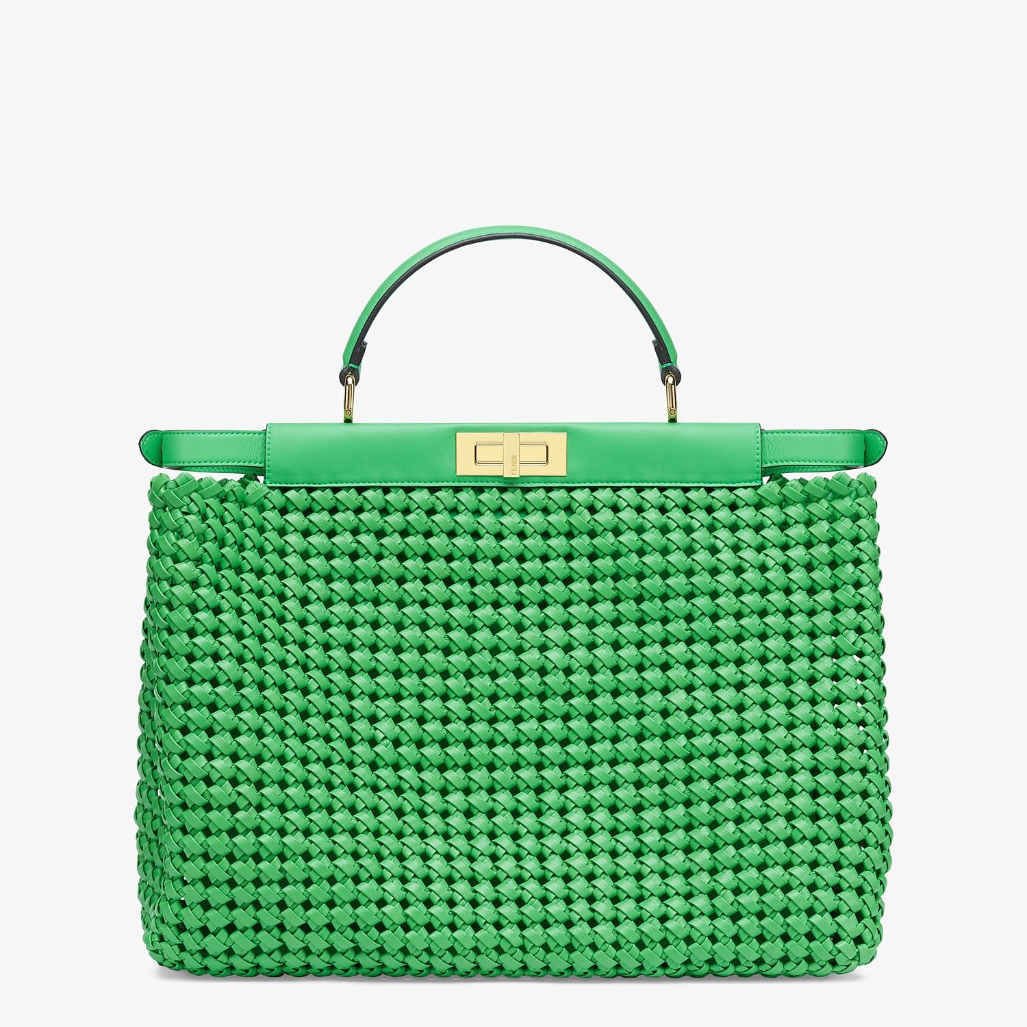 Green leather interlace bag - 4