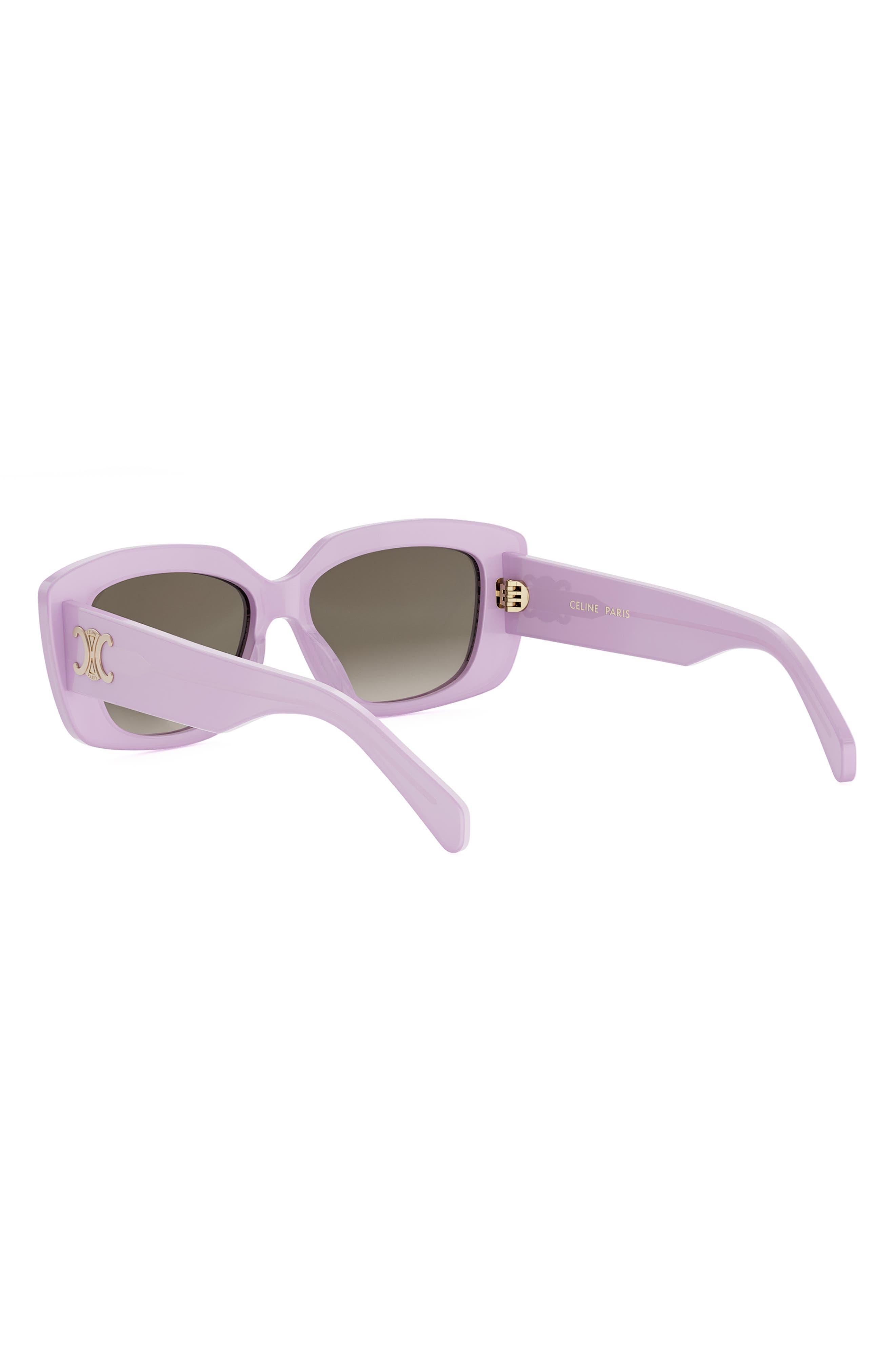 CELINE Triomphe 55mm Rectangular Sunglasses in Shiny Lilac /Gradient Brown at Nordstrom - 5