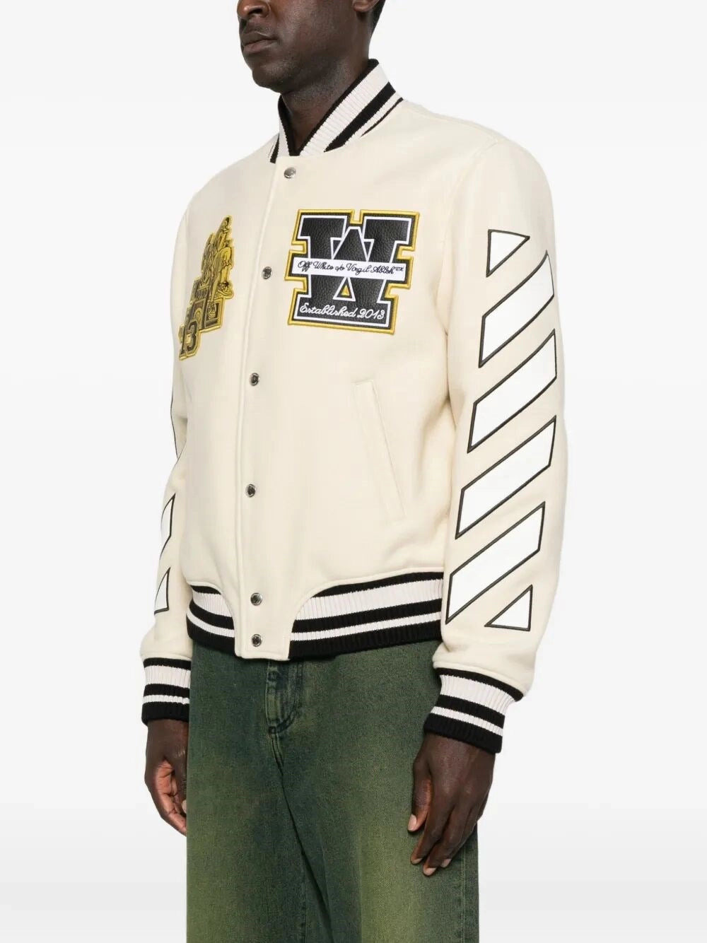 Off White Men `Lion` Wool `Reg` Varsity Jacket - 4