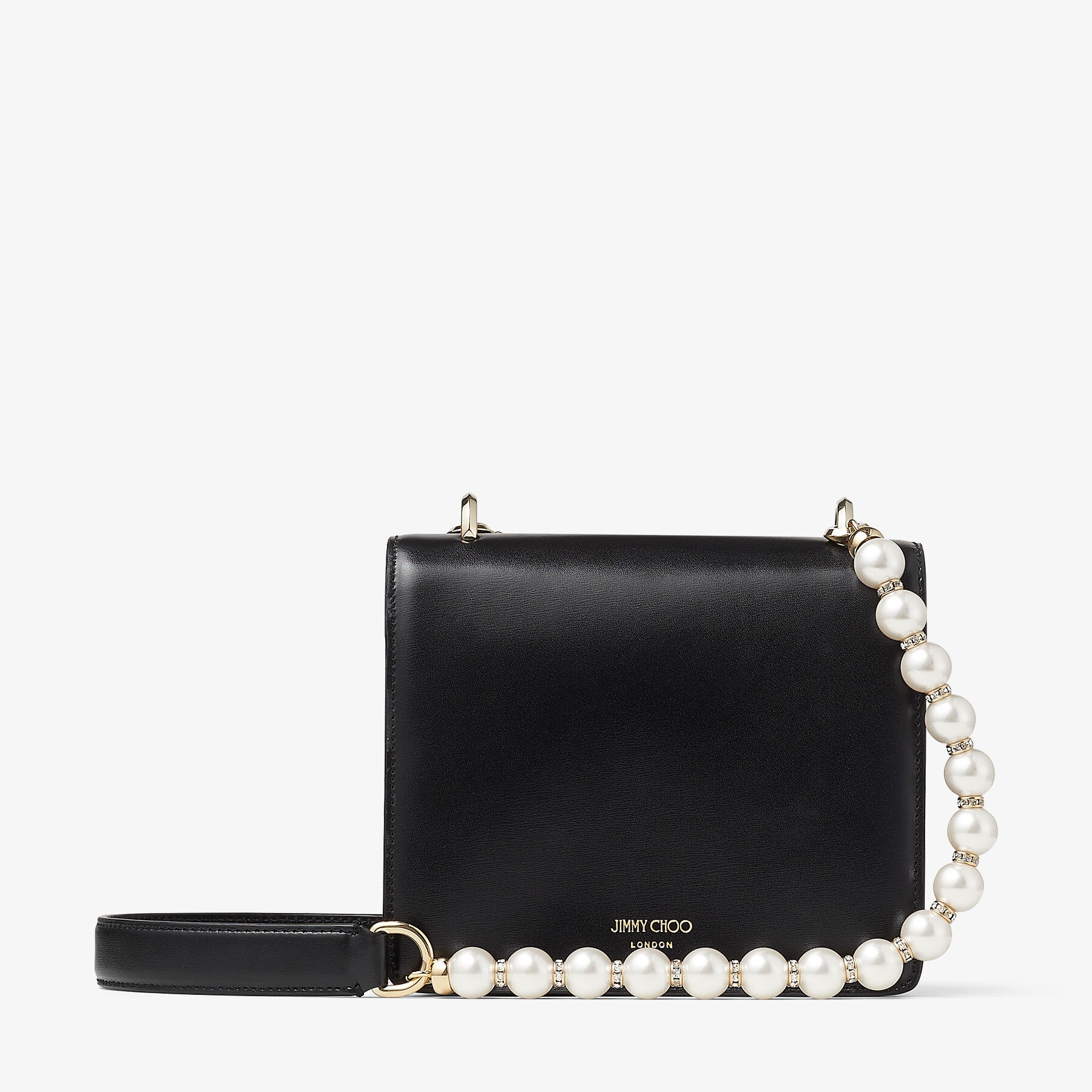 Varenne Quad XS
Black Leather Shoulder Bag with Pearl Strap - 7