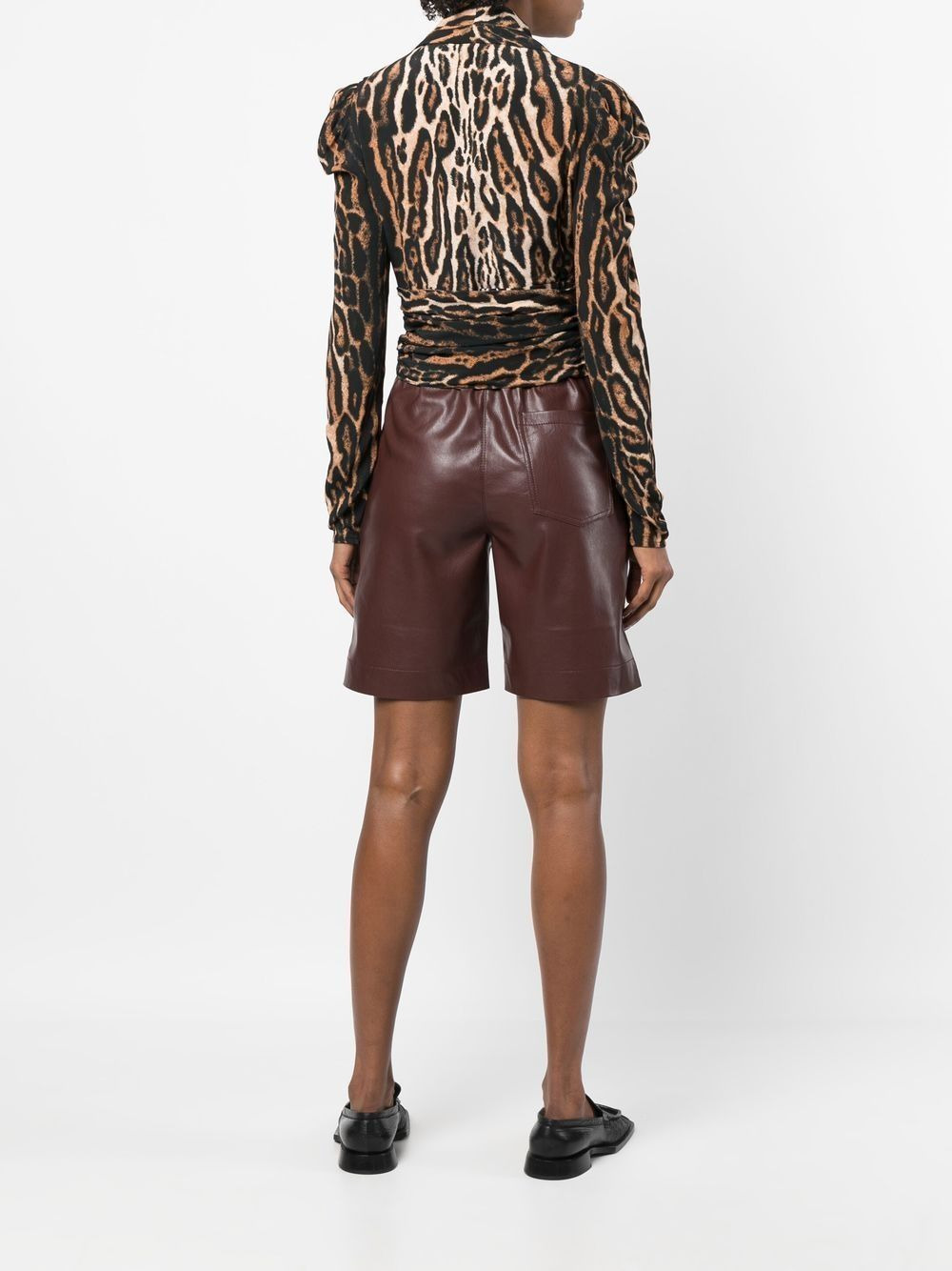 leopard-print crepe de chine V-Neck top - 4
