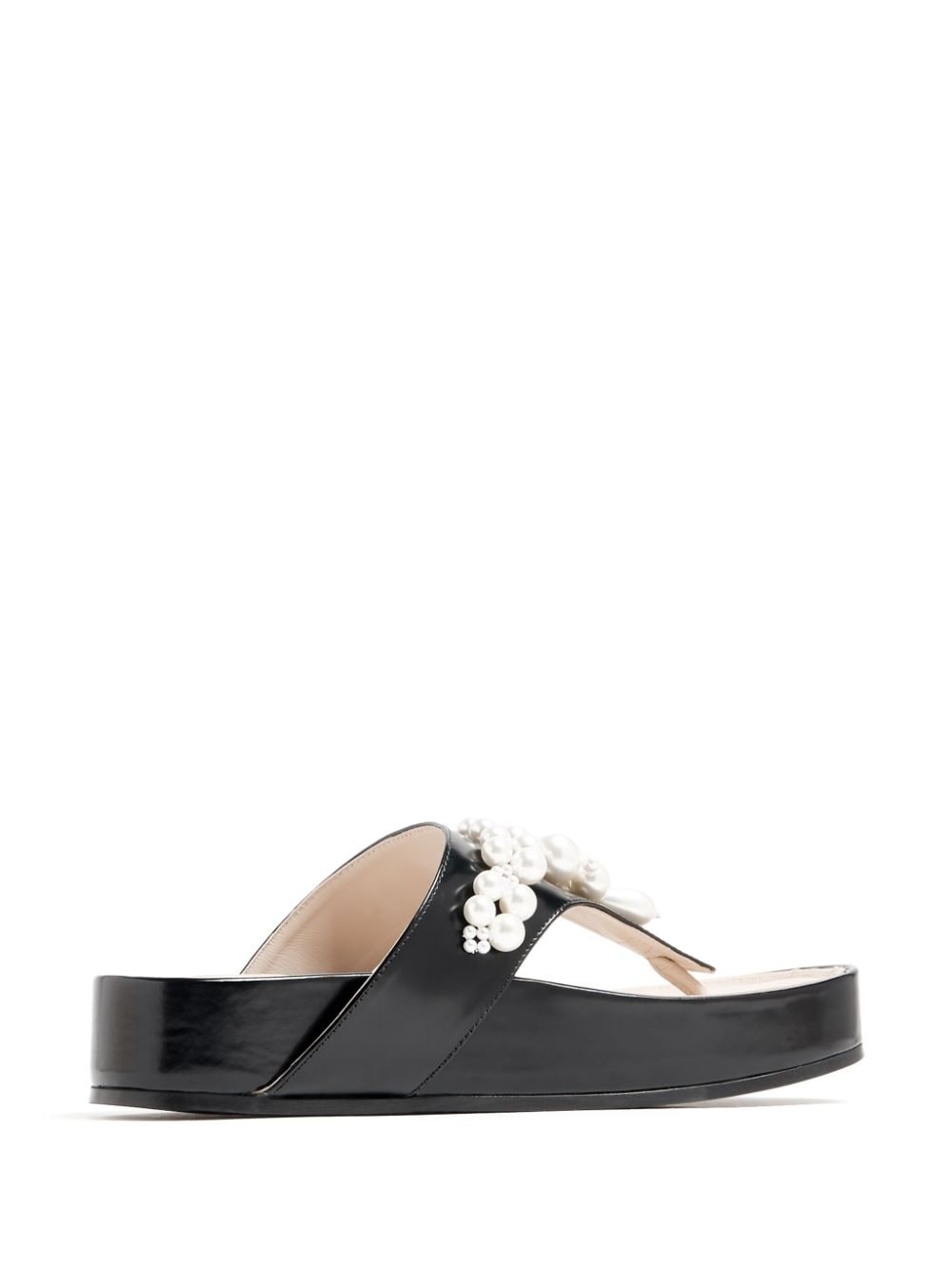 faux-pearl embellished leather sandals - 3