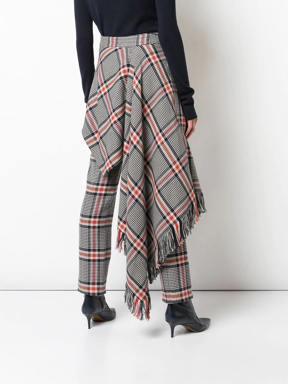 apron detail plaid trousers - 4