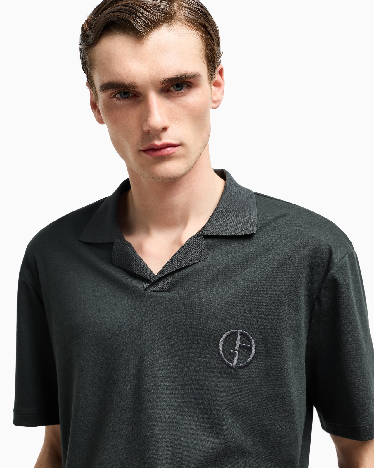 SHORT-SLEEVED POLO SHIRT IN COTTON AND CASHMERE INTERLOCK - 5