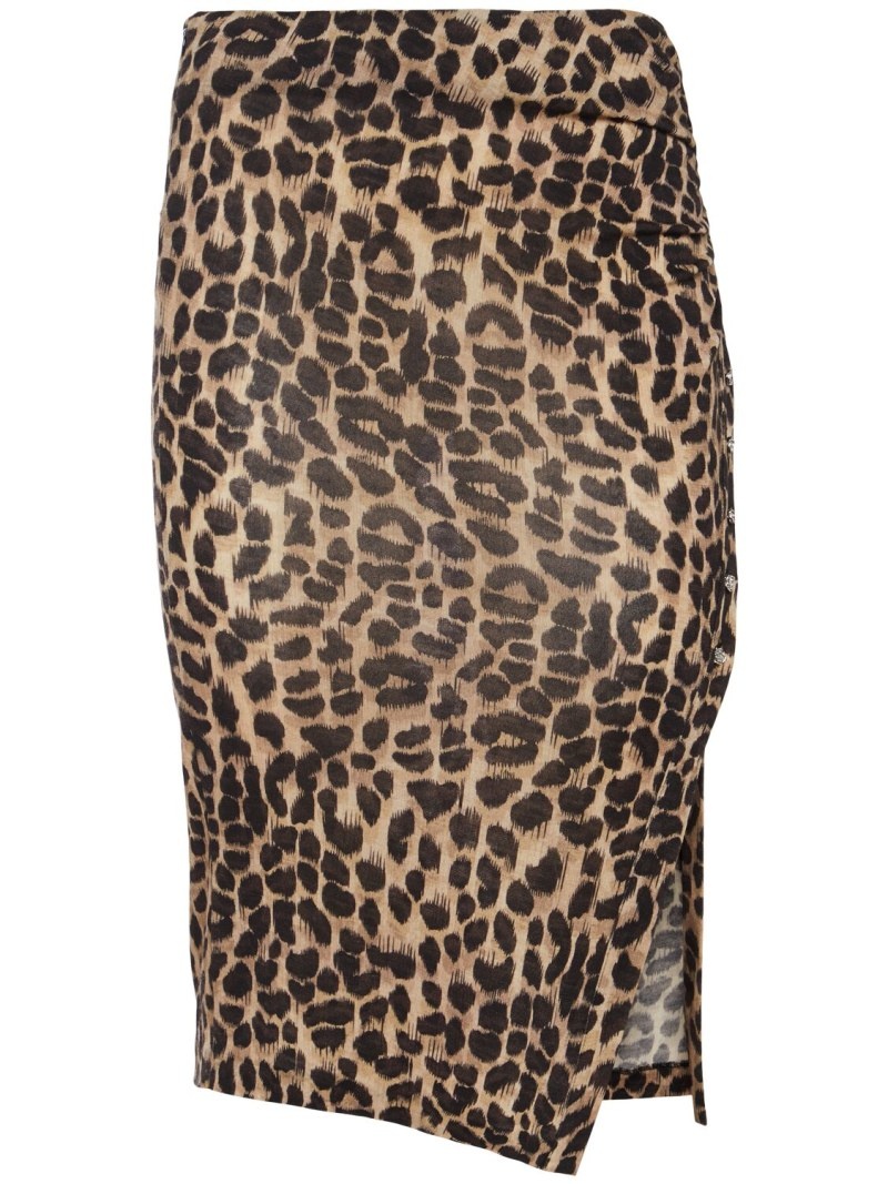 Printed wool jersey midi skirt - 1