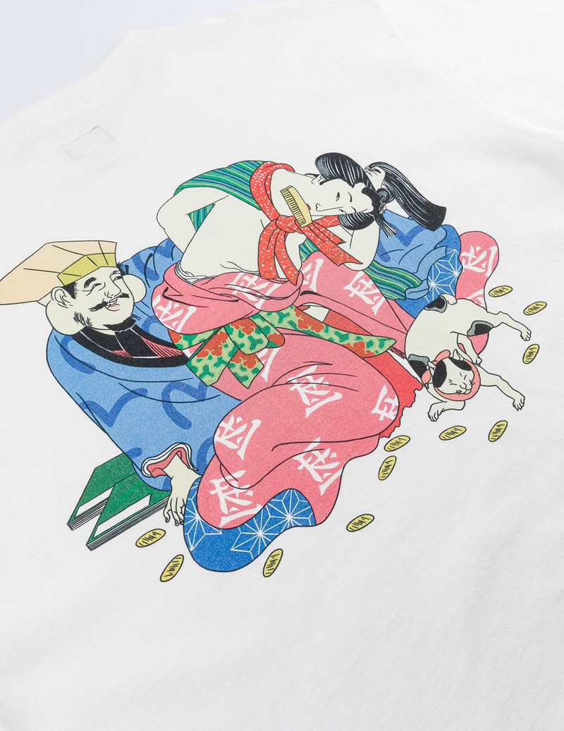 EVISU X F-LAGSTUF-F Shuga and Koban Coin Seagull Print Regular Fit T-shirt - White 3