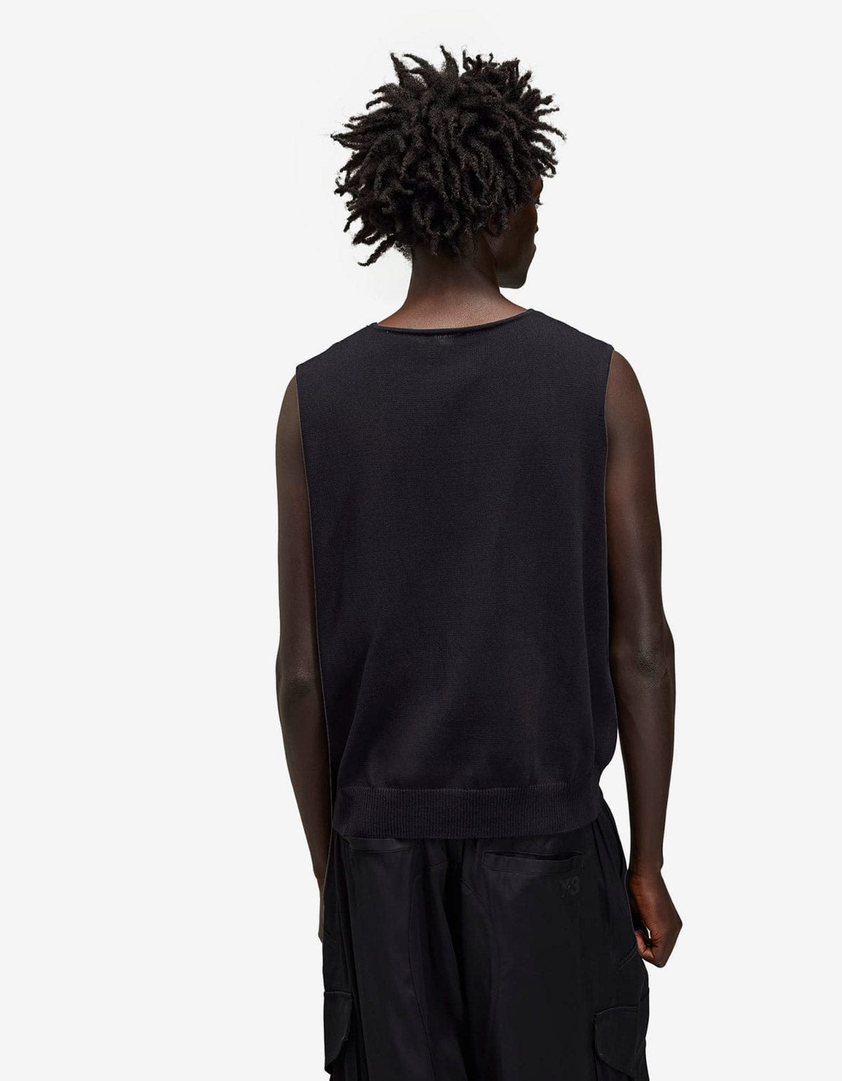 Y-3 Black Frayed Logo Knit Vest - 4