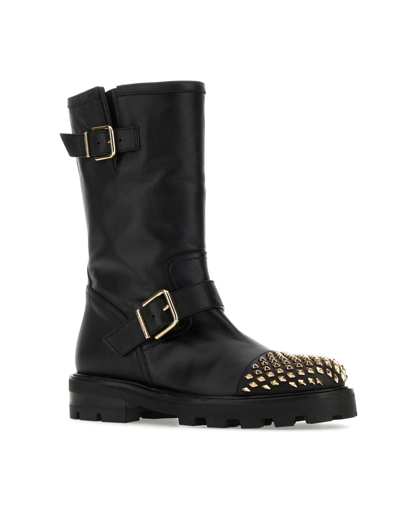 Black Leather Biker Ii Boots - 2