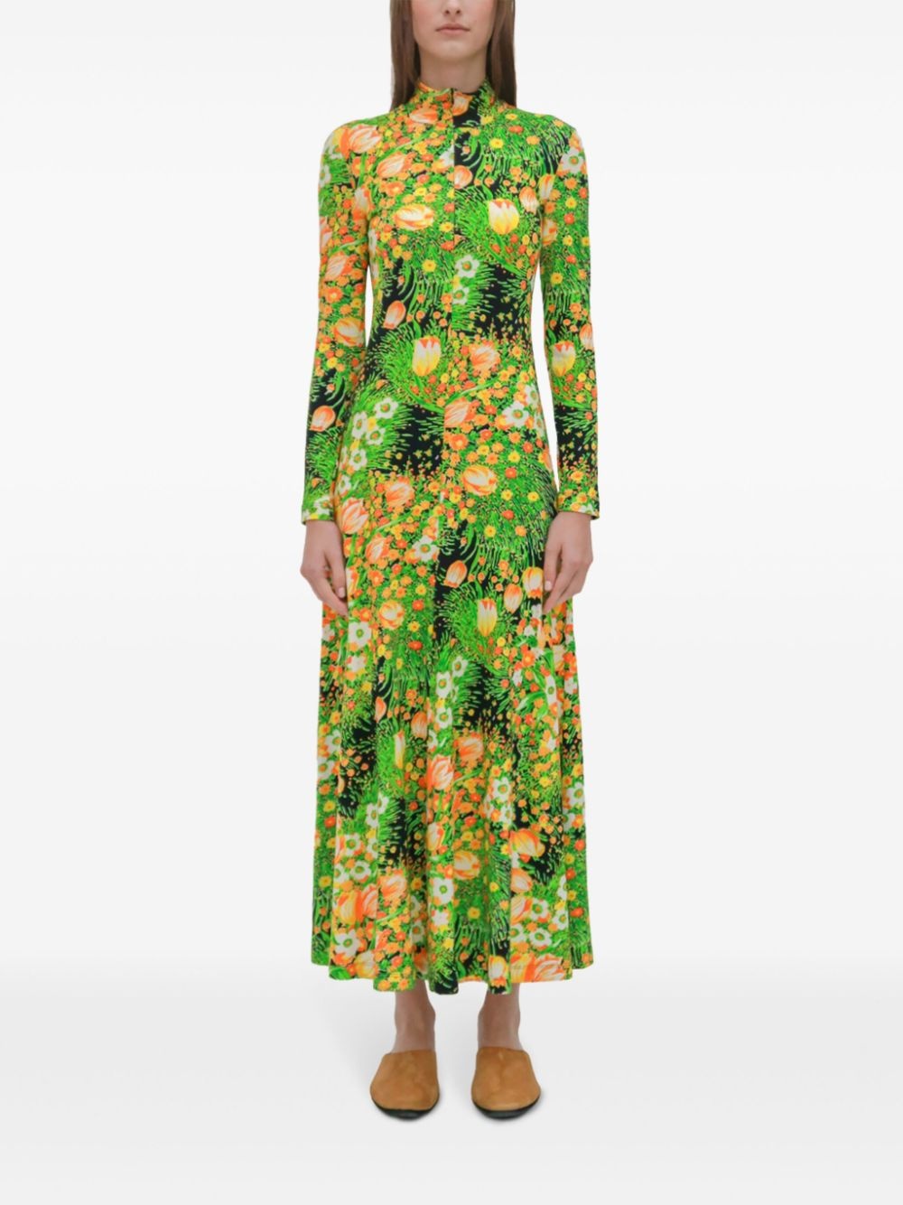 zip-up turtleneck maxi dress - 3