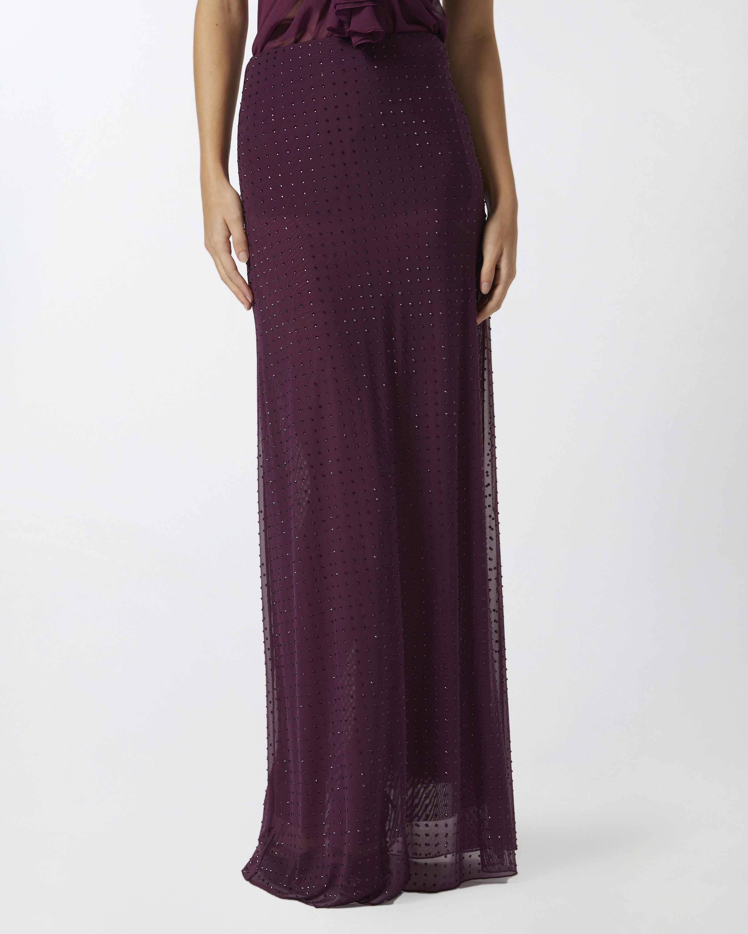 FULLY RHINESTONED LONG TULLE SKIRT - 3