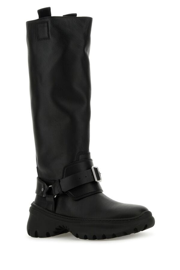 Burberry Woman Black Leather Stomp Boots - 2