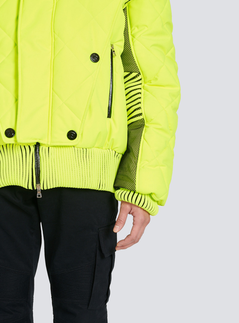 Hooded neon quilted jacket 7