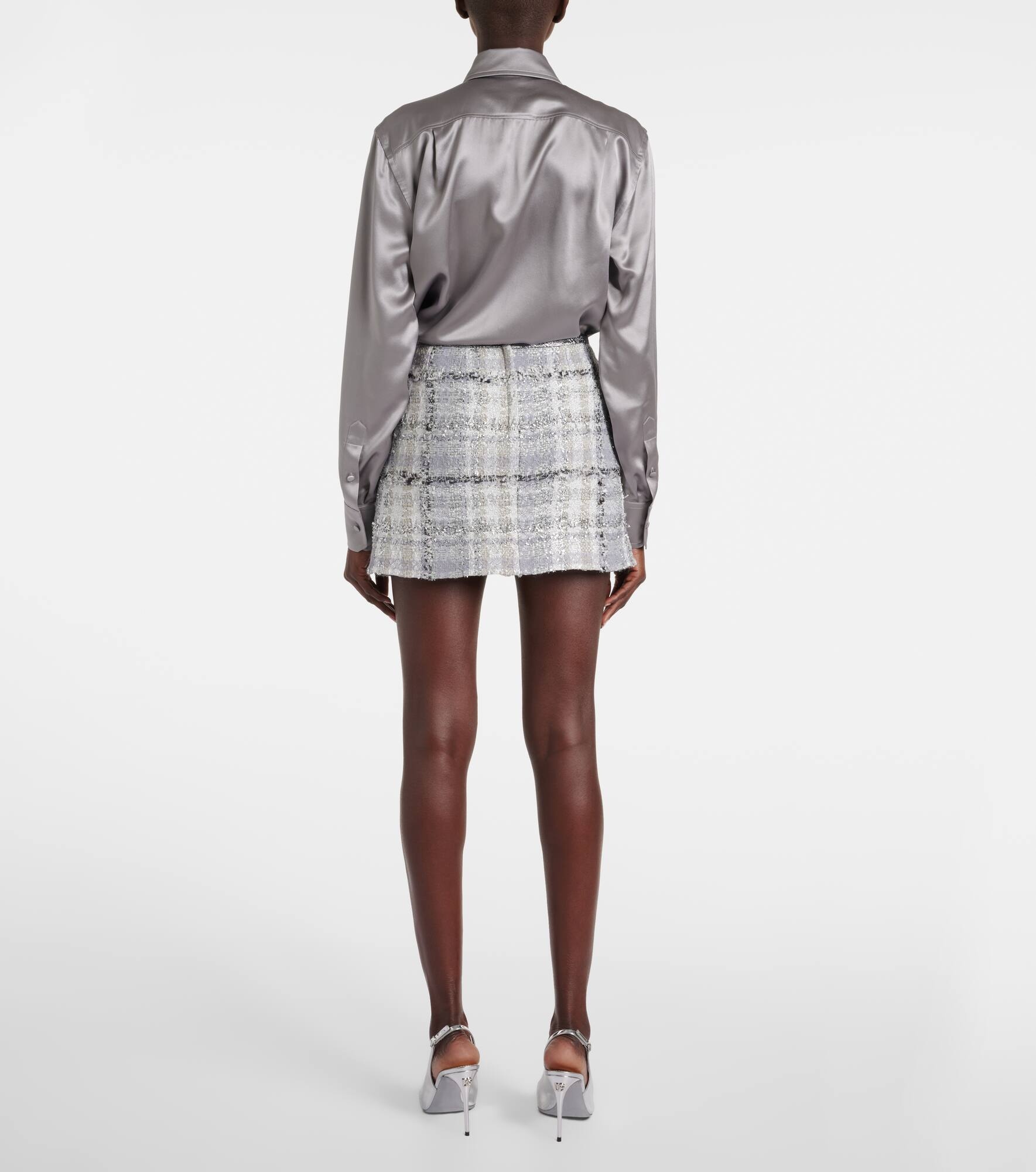 Checked low-rise lamé tweed miniskirt - 3