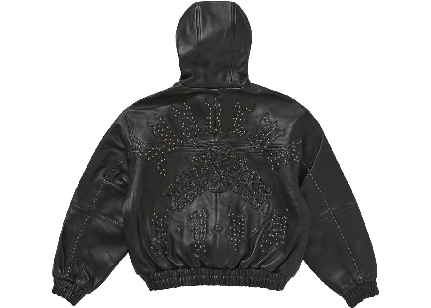 Supreme Studded Hooded Leather Jacket Black - 3