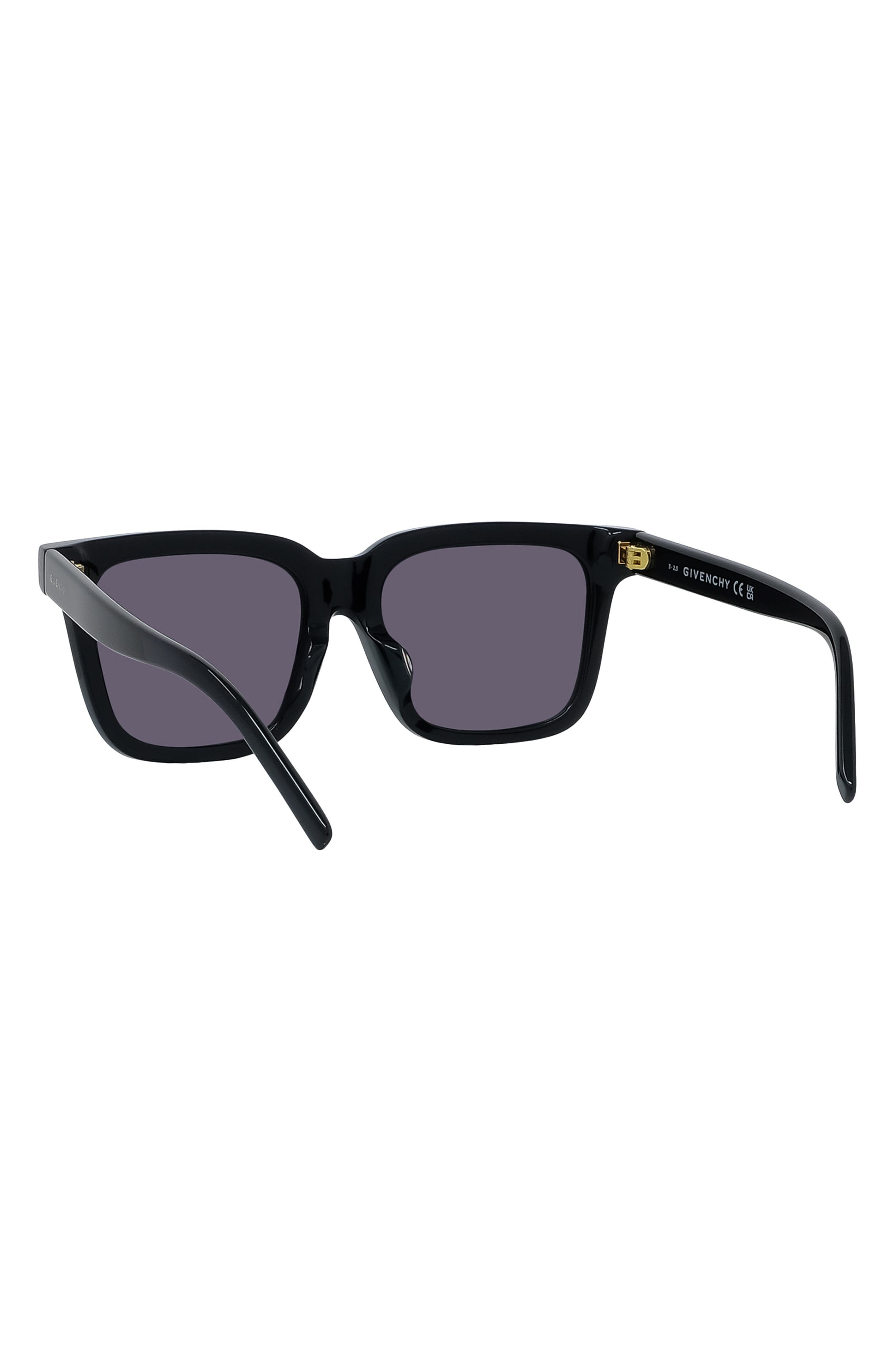 Givenchy GV Day 53mm Rectangular Sunglasses in Shiny Black /Smoke at Nordstrom - 5