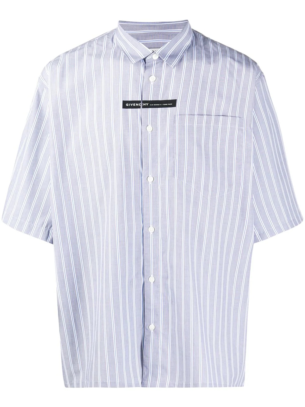 vertical-stripe short-sleeve shirt - 1