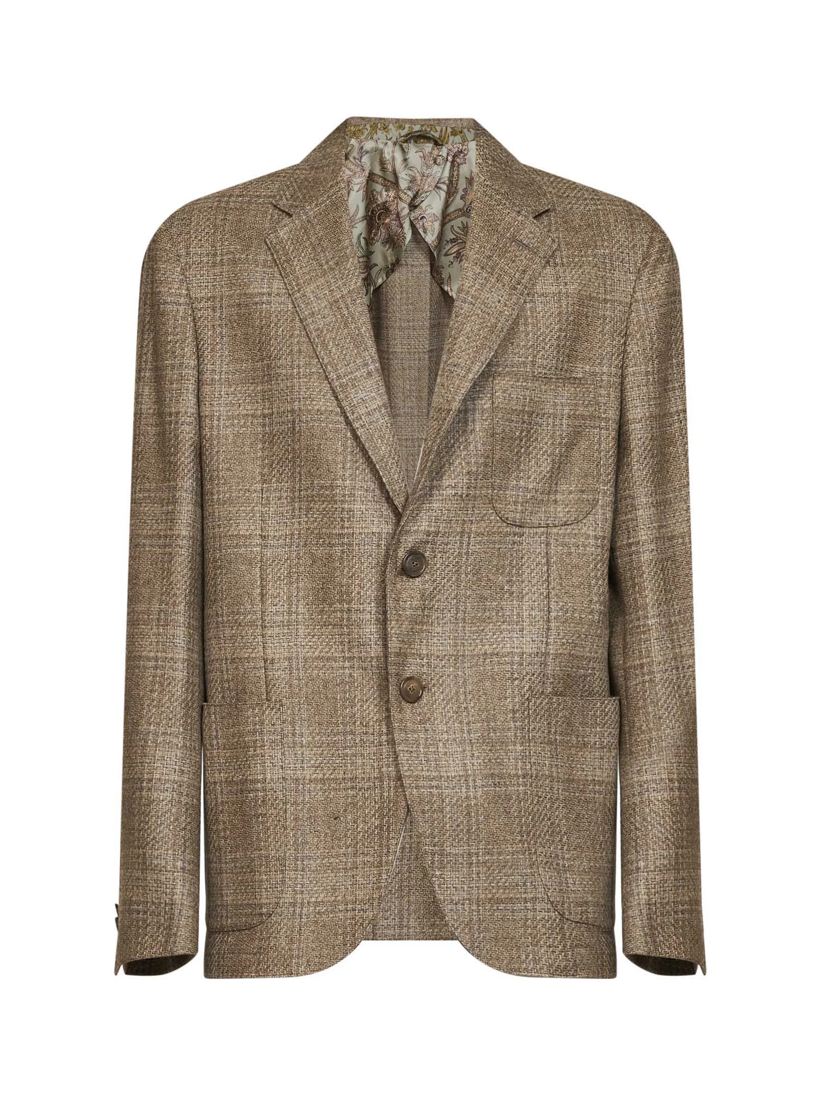 Beige Prince of Wales wool single-breasted blazer - 1