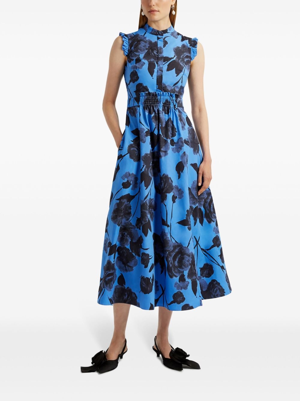 floral-print cotton midi dress - 2