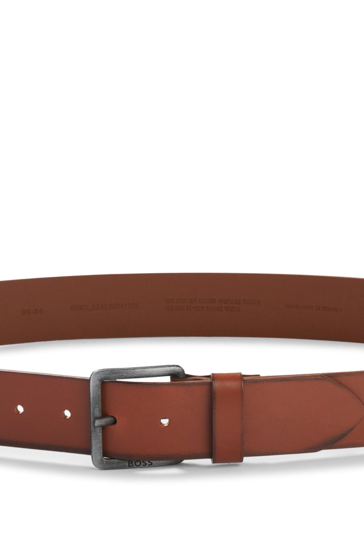 LEATHER BELT WITH LOGO BUCKLE - 4