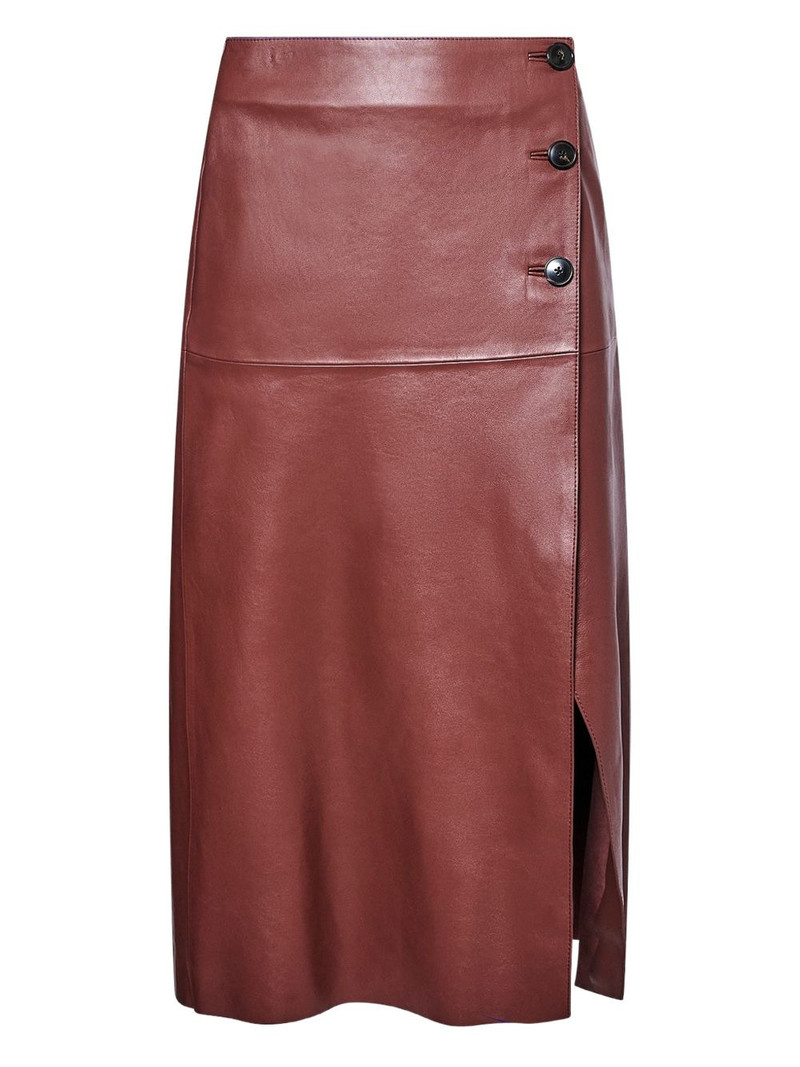 buttoned leather wrap skirt 1