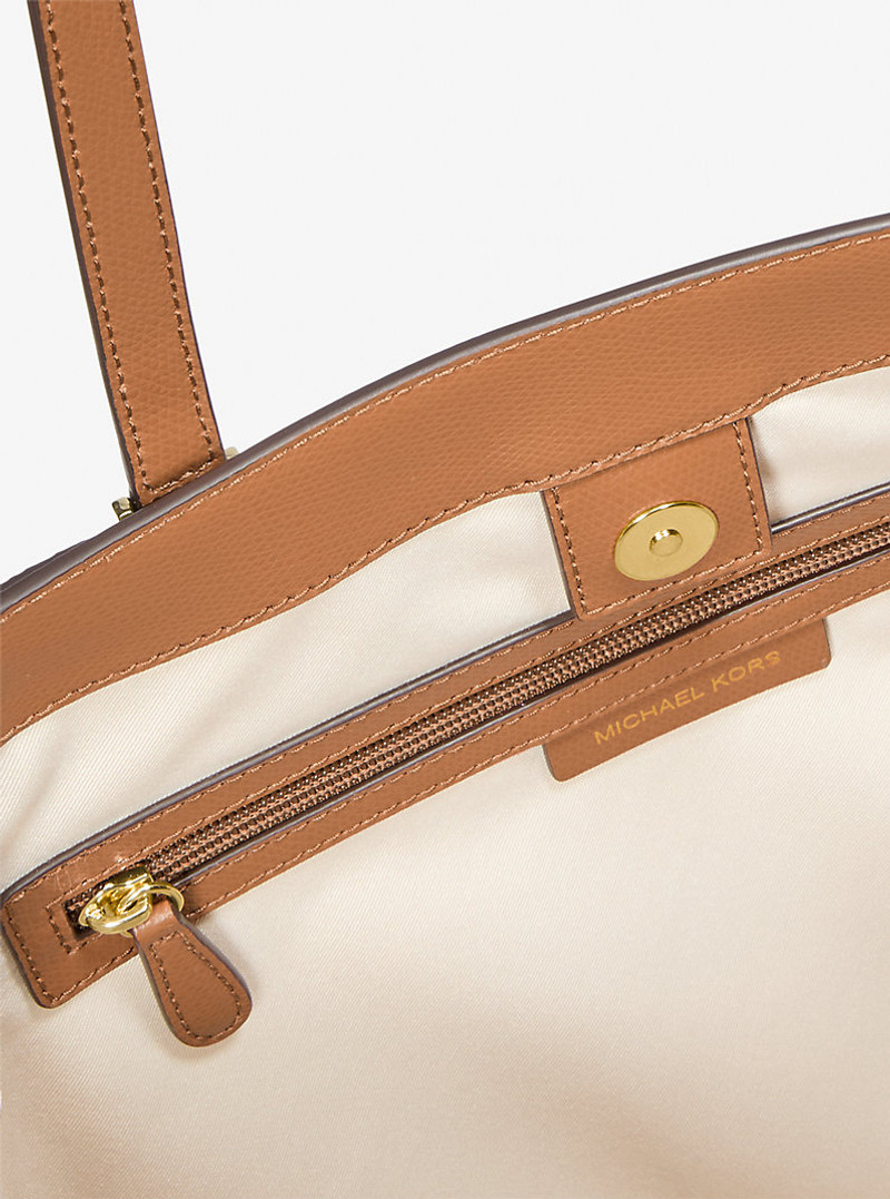 Taryn Large Signature Logo and Leather Tote Bag 5