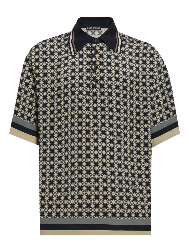 geometric-pattern polo shirt 1