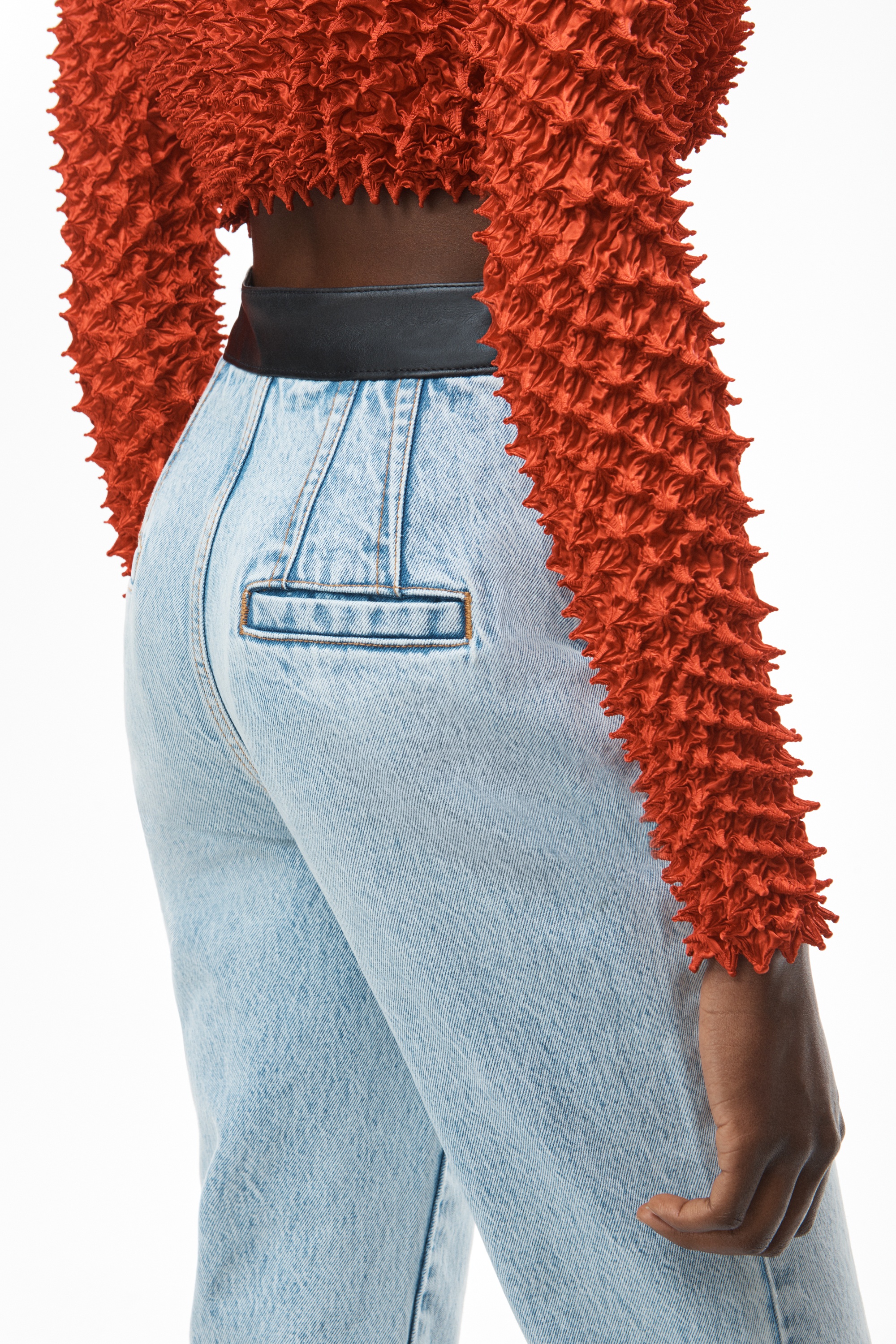 STACKED SLIM CONTRAST JEAN IN LEATHER - 4