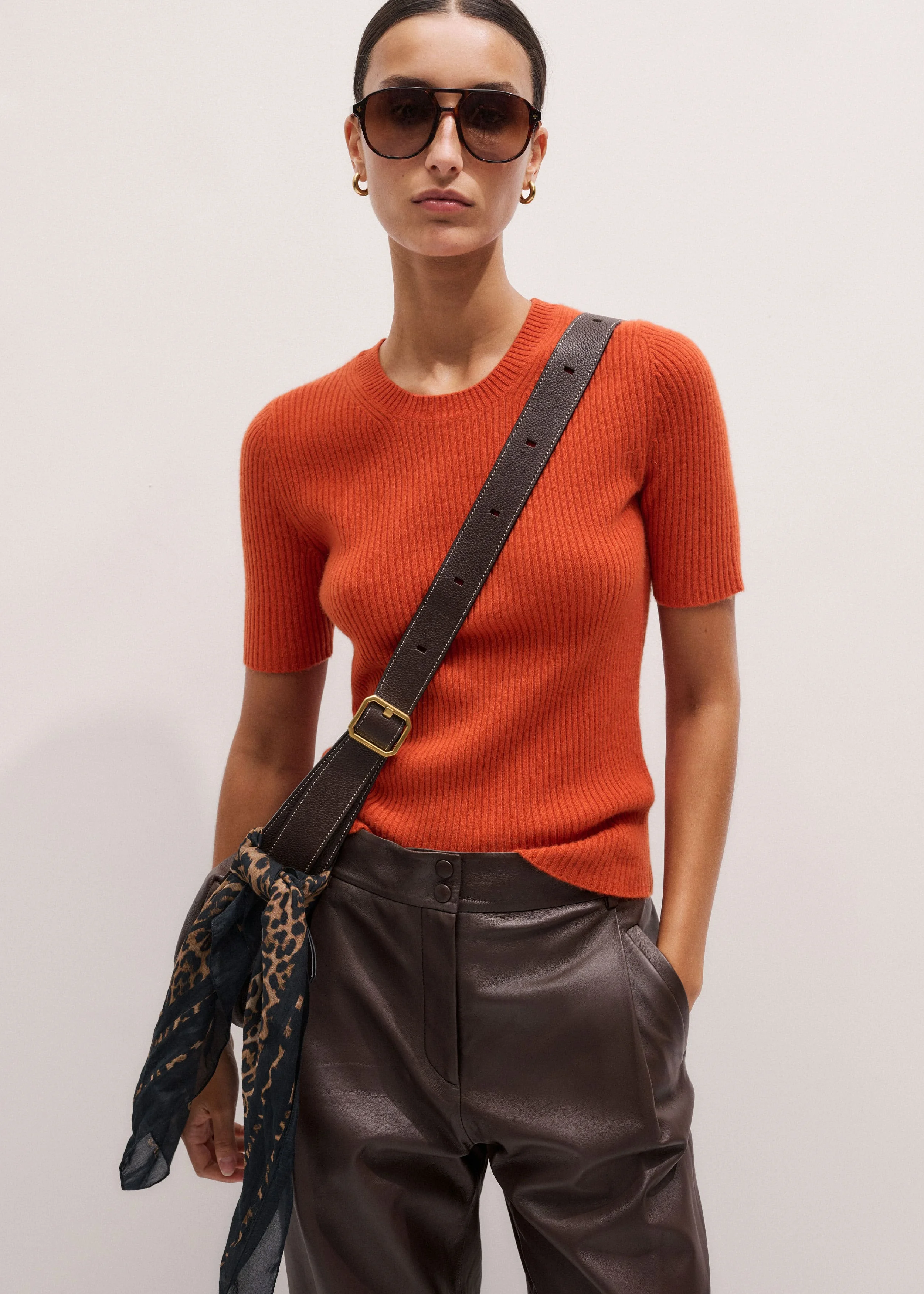 Rib Knit Slim Tee - 1