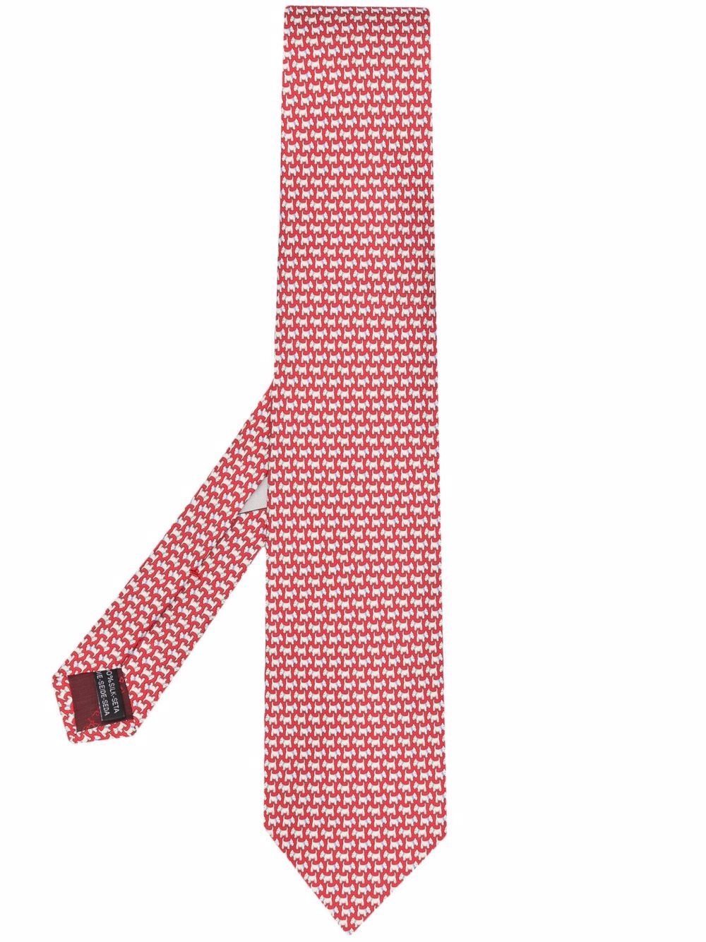 dog-print silk tie - 1