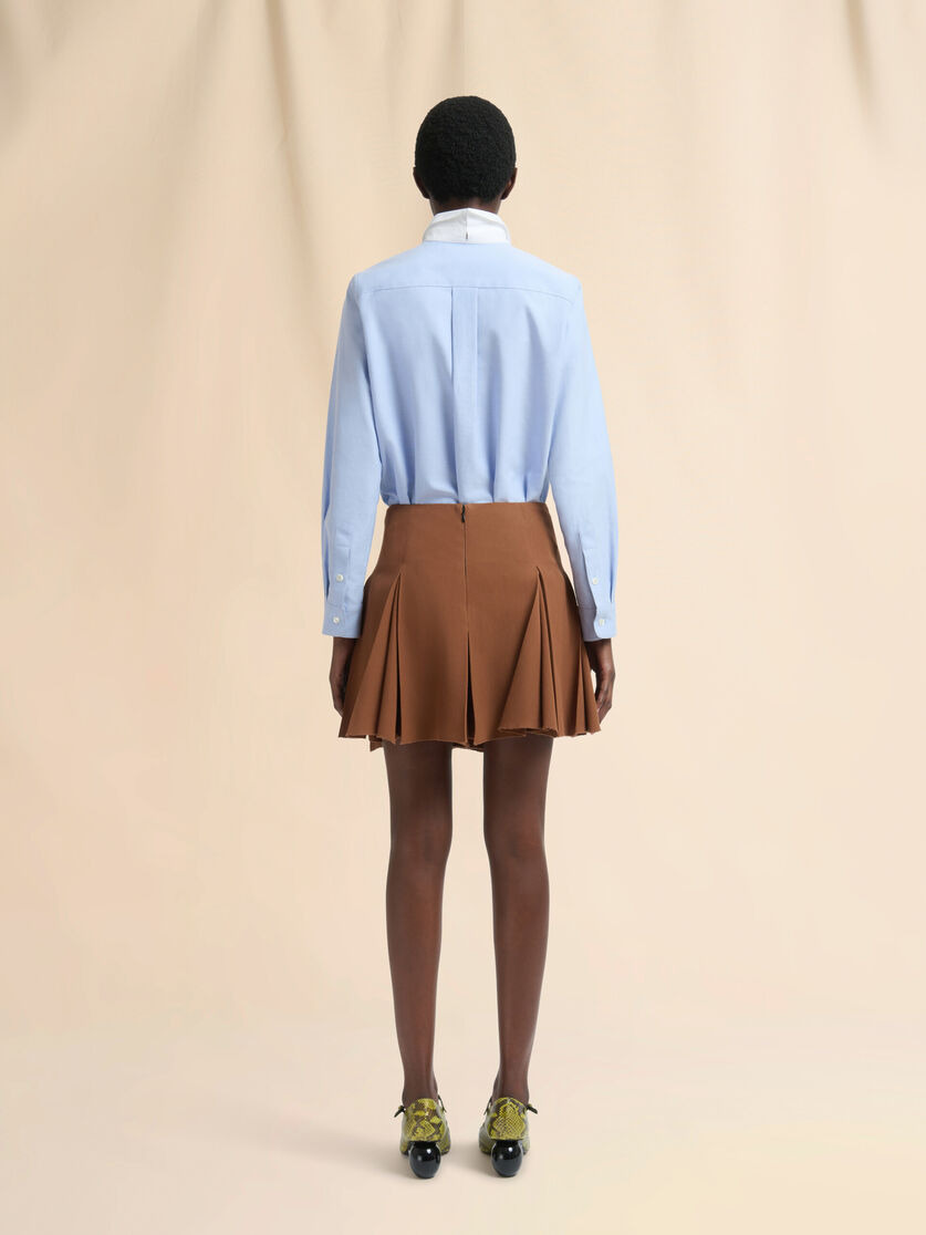 BROWN WOOL PLEATED MINI SKIRT - 3